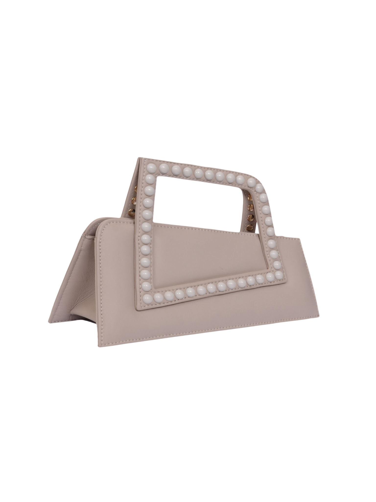 HerPorte-BEIGE JALILA Matte ASYMMETRICAL TOP HANDLE BAG