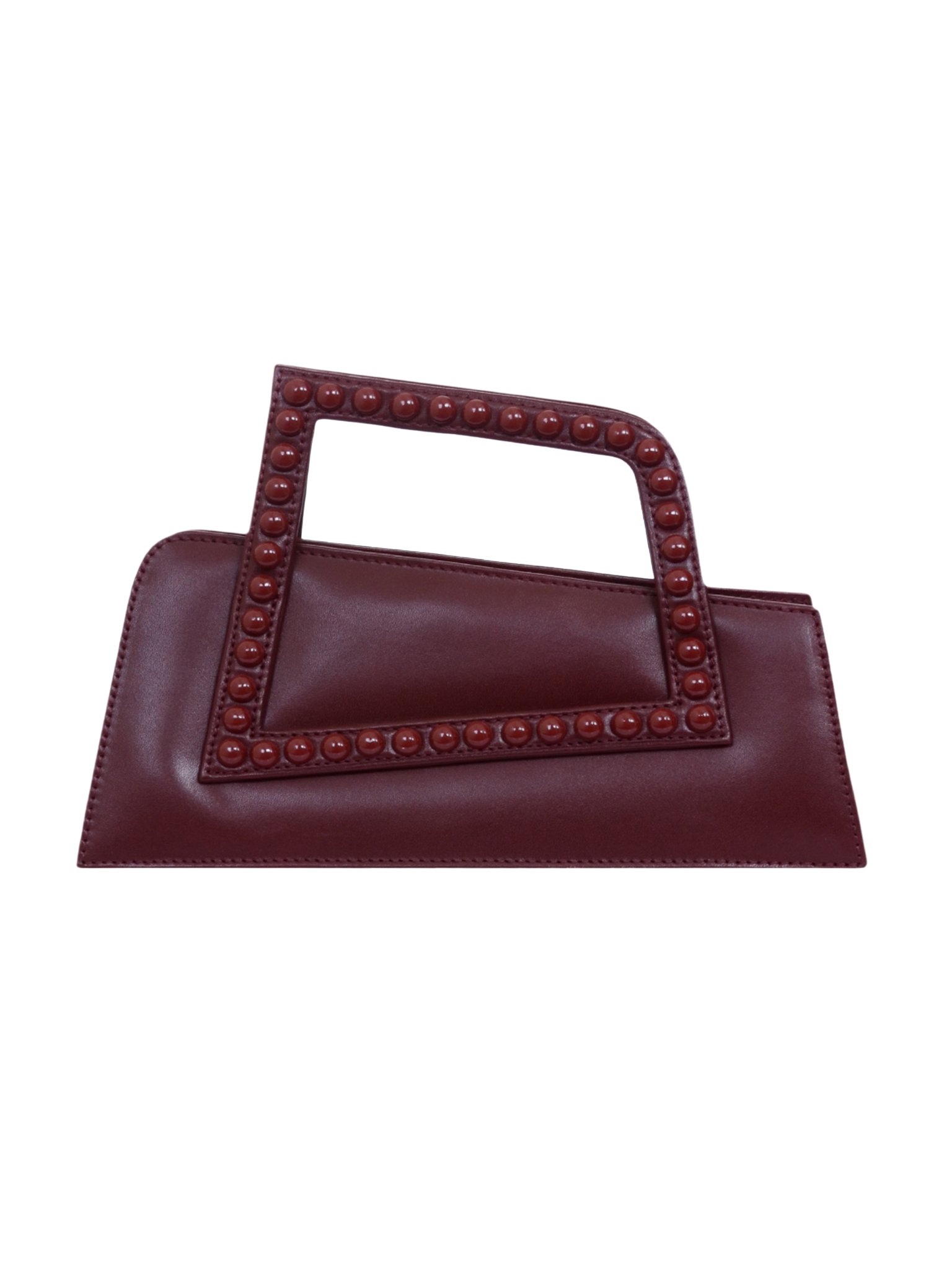 HerPorte-BURGUNDY JALILA Matte ASYMMETRICAL TOP HANDLE BAG