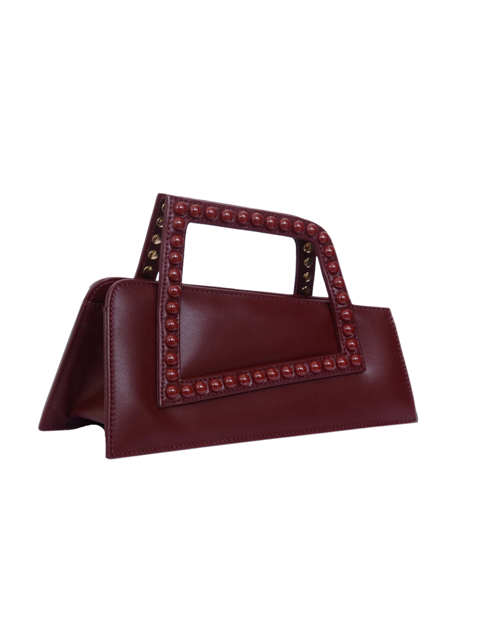 HerPorte-BURGUNDY JALILA Matte ASYMMETRICAL TOP HANDLE BAG