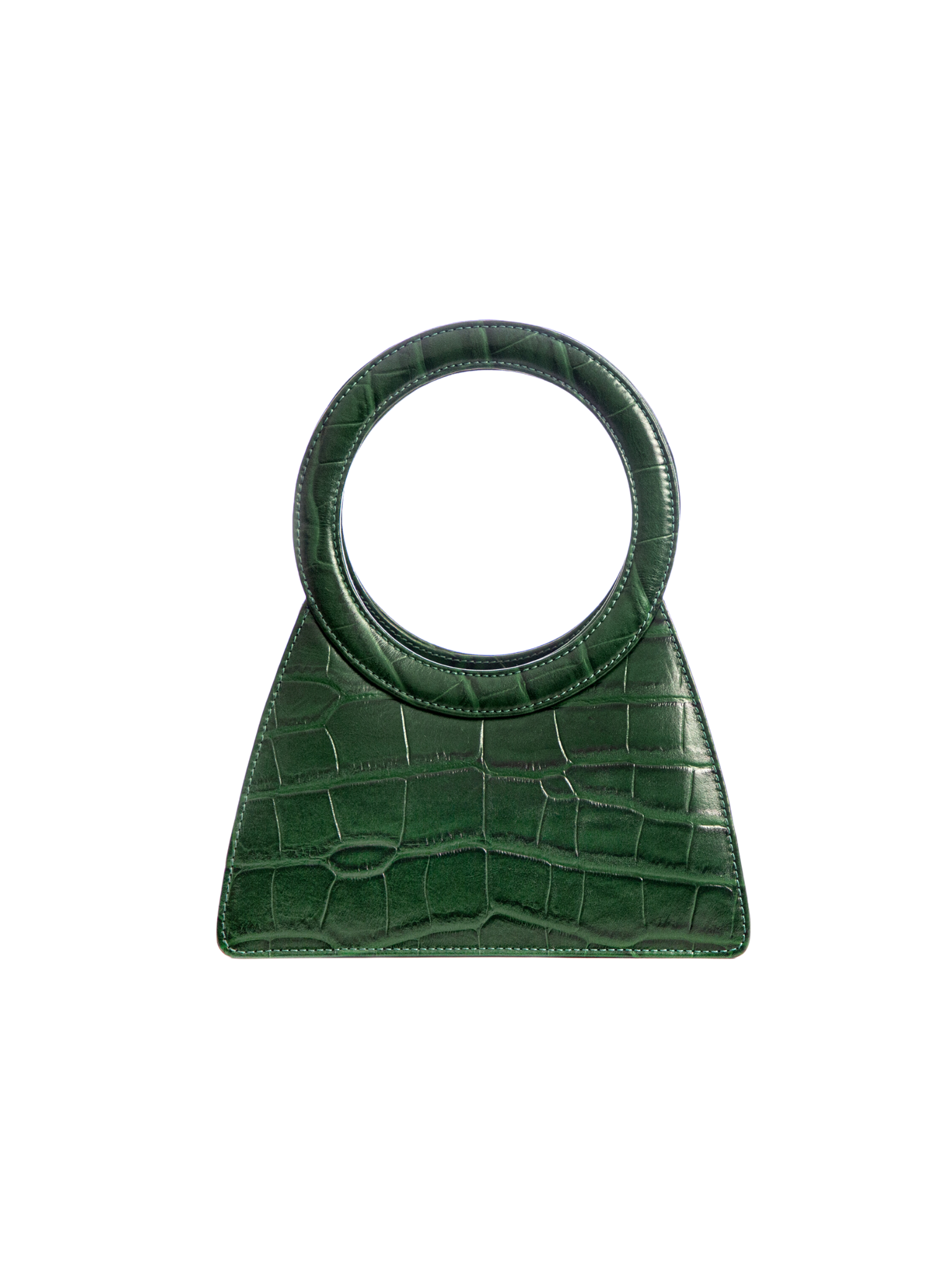 HerPorte-Emerald Aseela Croc-embossed Circular Top Handle Bag