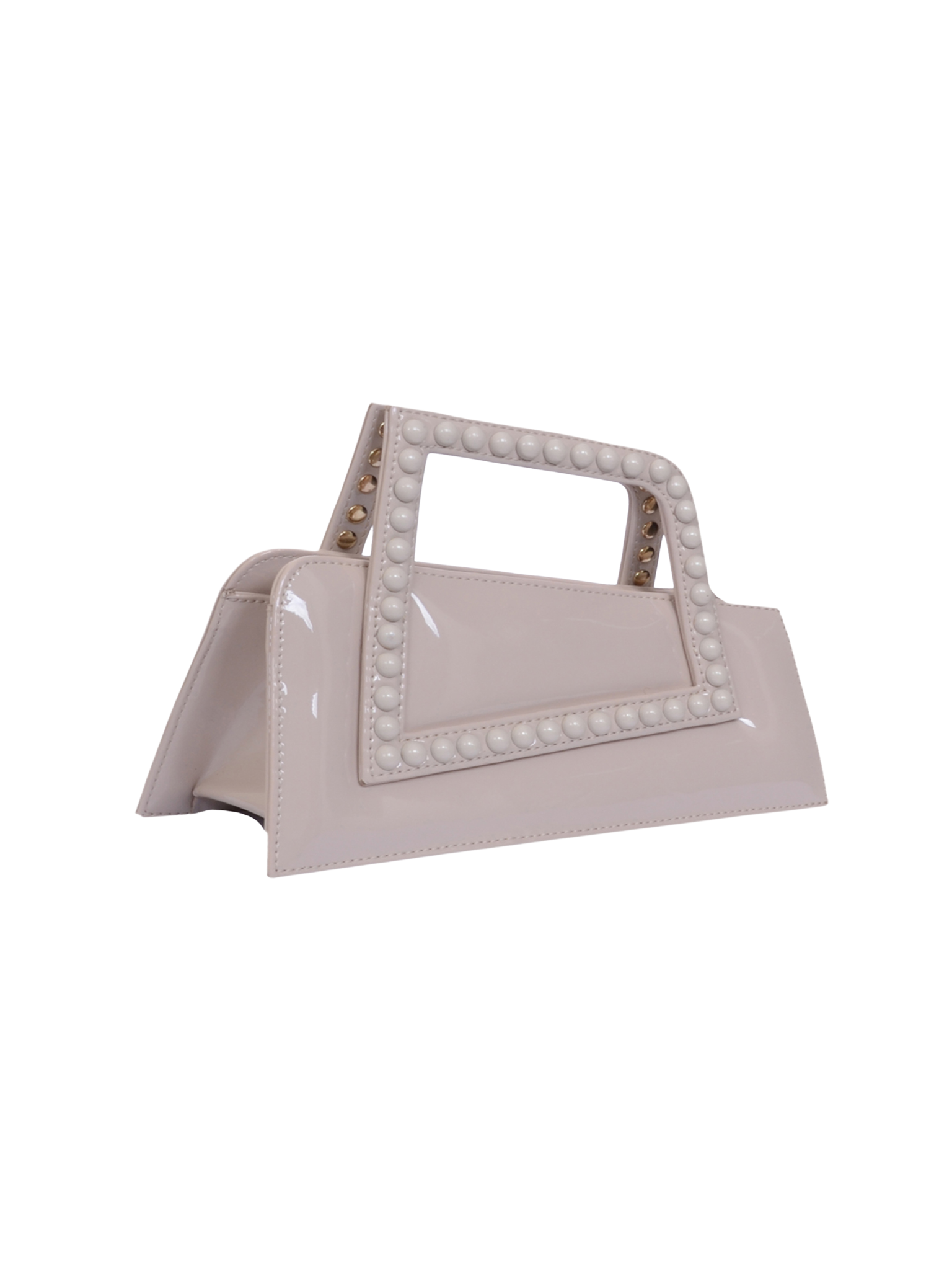 HerPorte-Patent BEIGE JALILA Matte ASYMMETRICAL TOP HANDLE BAG