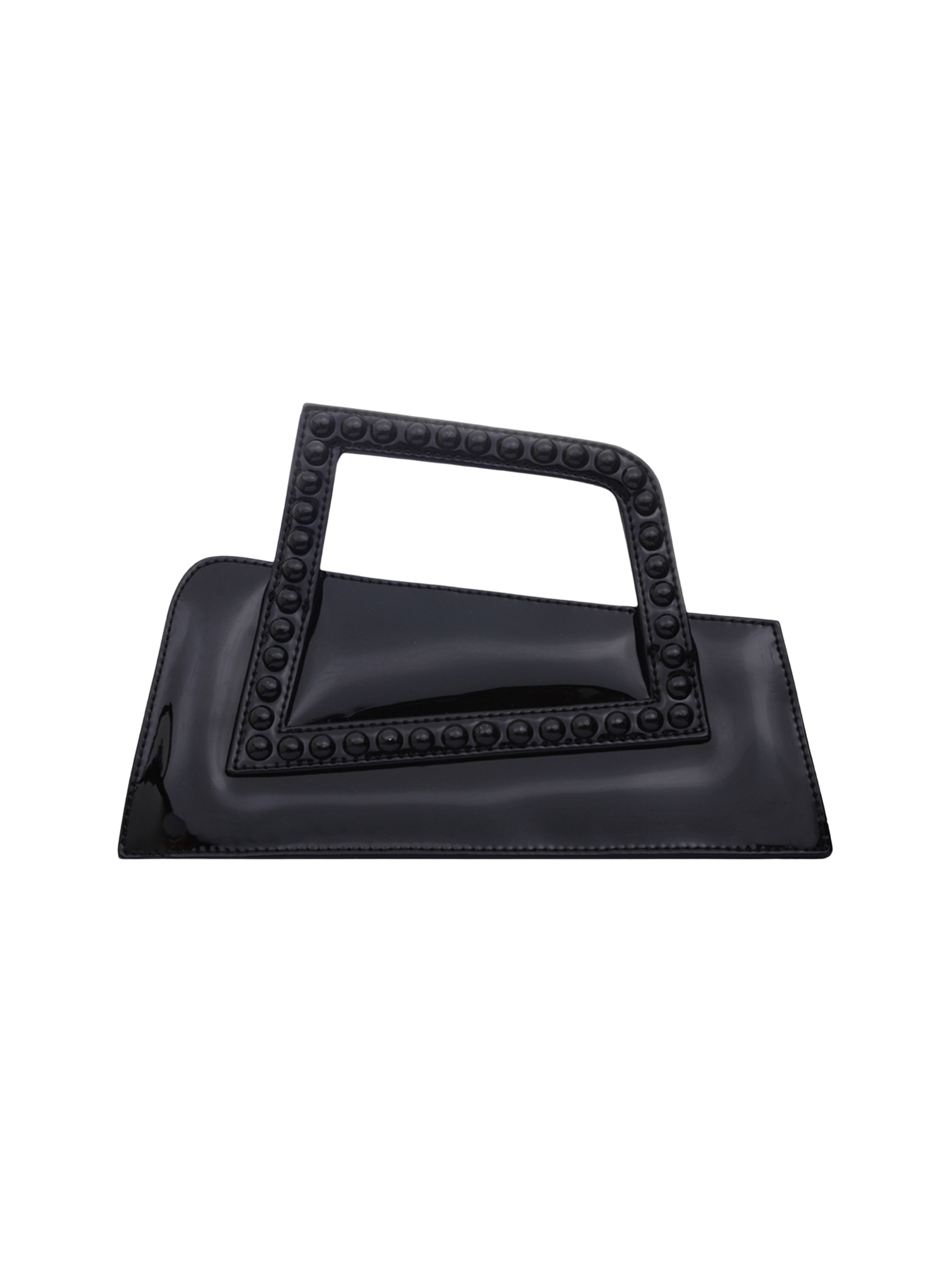 HerPorte-Patent BLACK JALILA Matte ASYMMETRICAL TOP HANDLE BAG