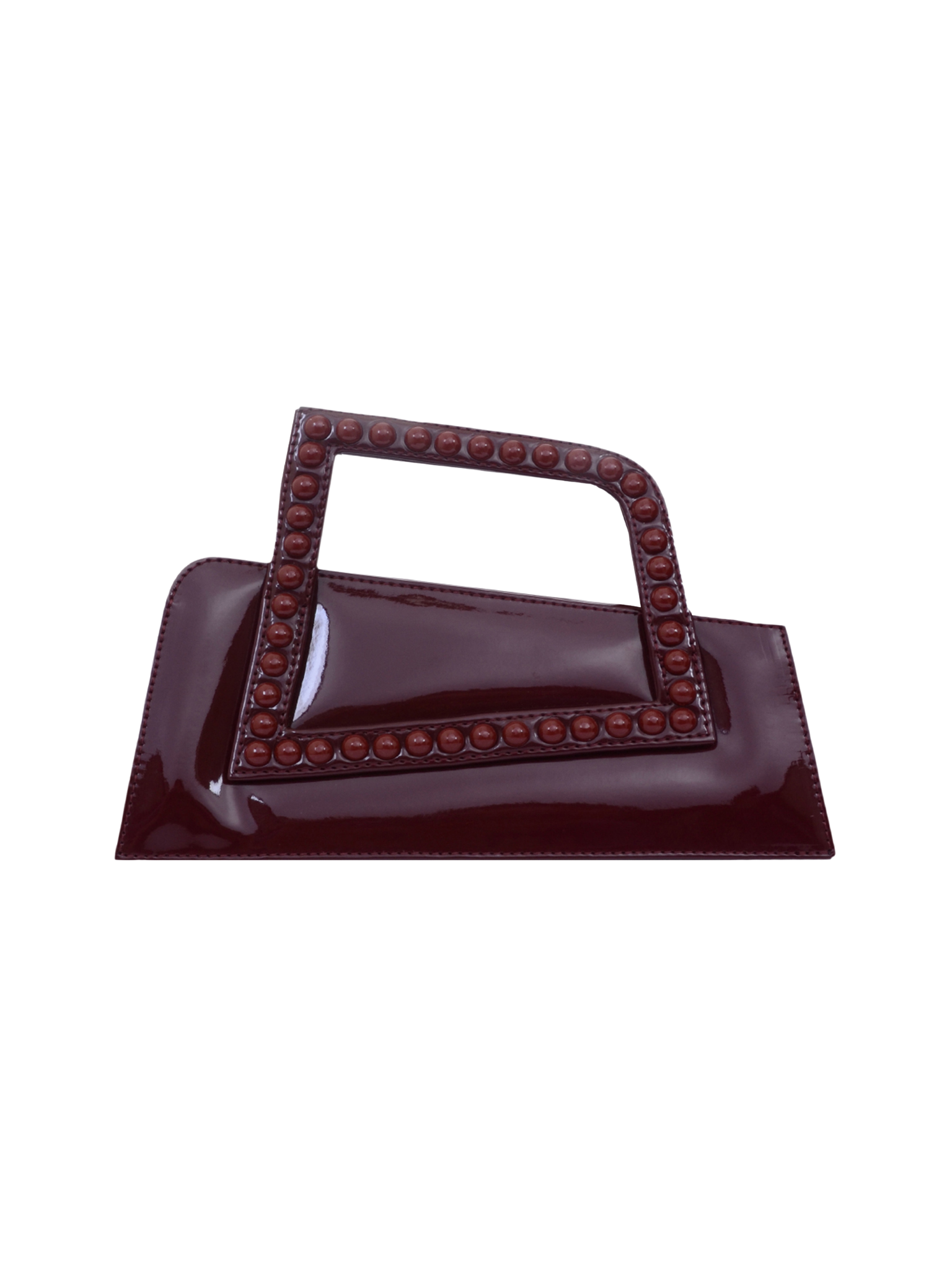 HerPorte-Patent BURGUNDY JALILA Matte ASYMMETRICAL TOP HANDLE BAG