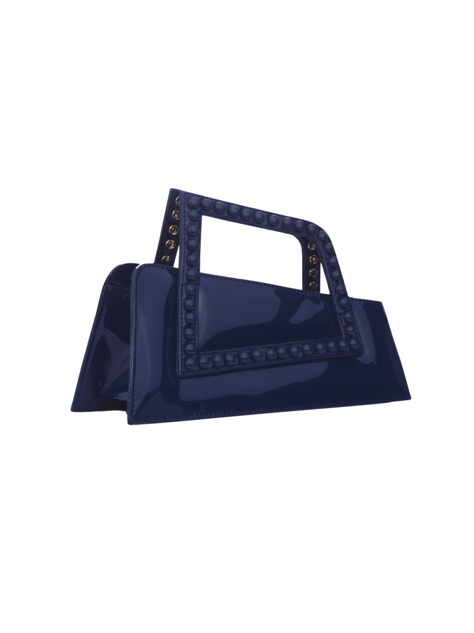 HerPorte-Patent NAVY BLUE JALILA Matte ASYMMETRICAL TOP HANDLE BAG