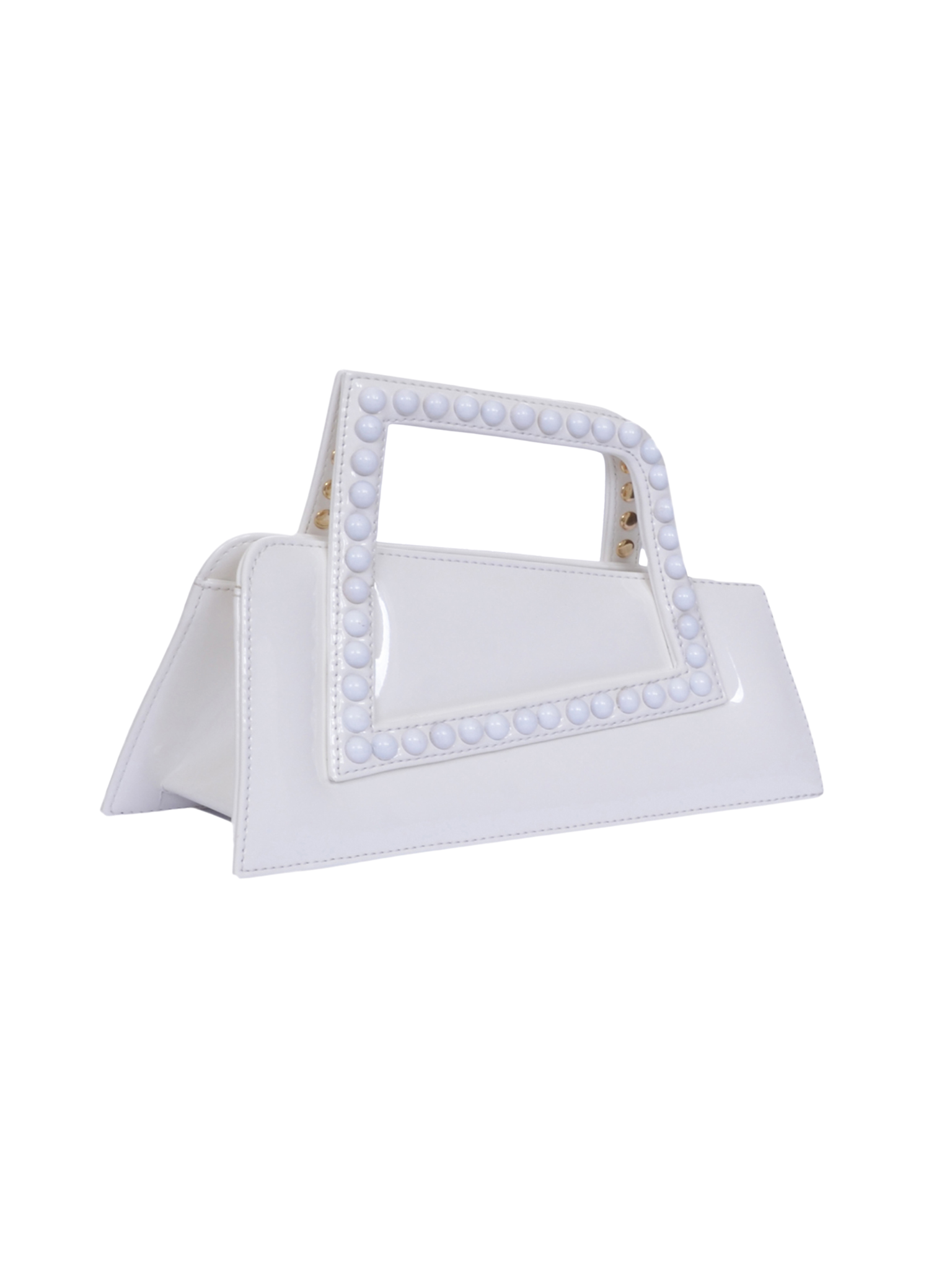 HerPorte-Patent WHITE JALILA Matte ASYMMETRICAL TOP HANDLE BAG