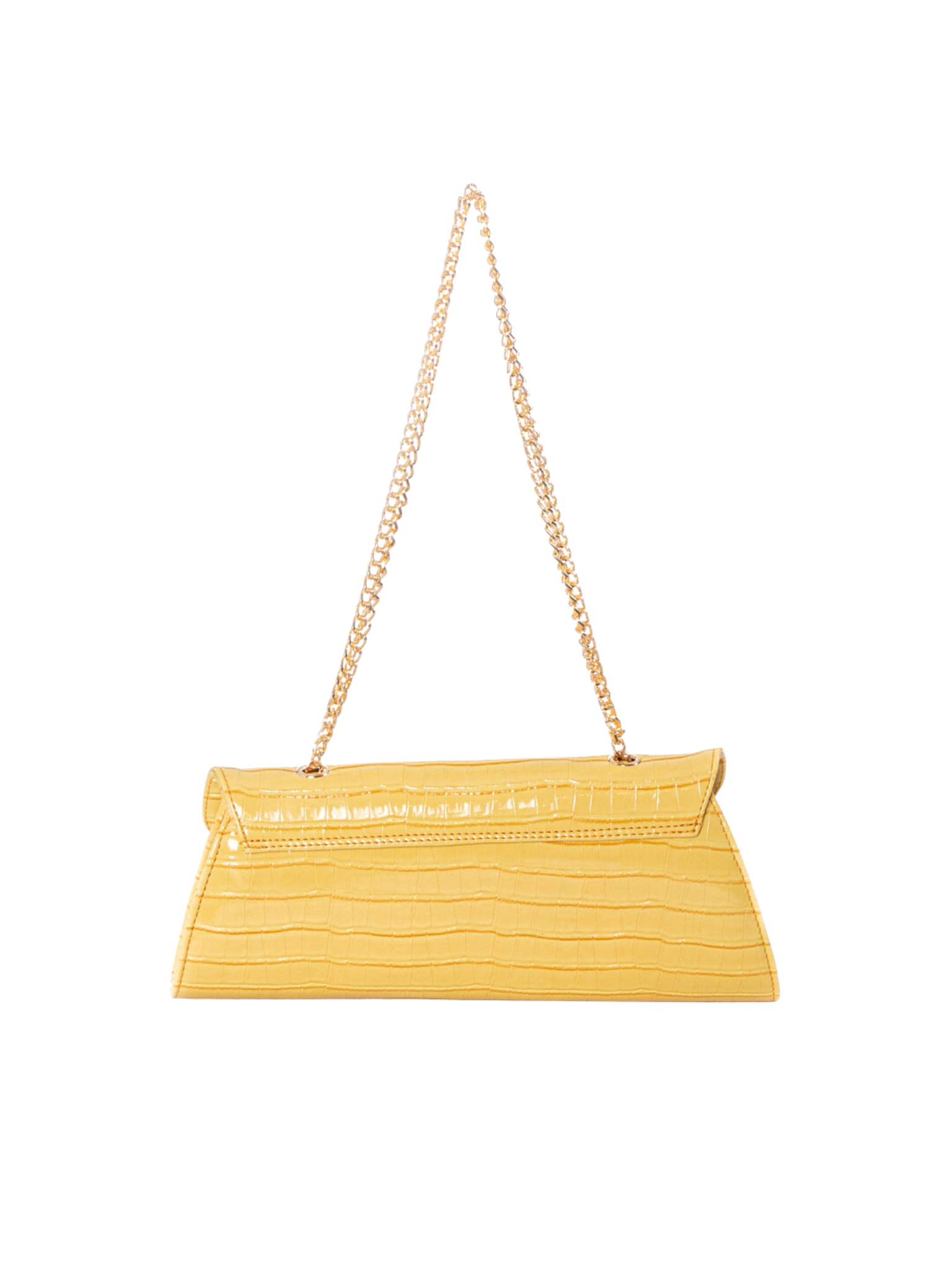 HerPorte-Yellow GHALIA Croc-embossed Shoulder Bag