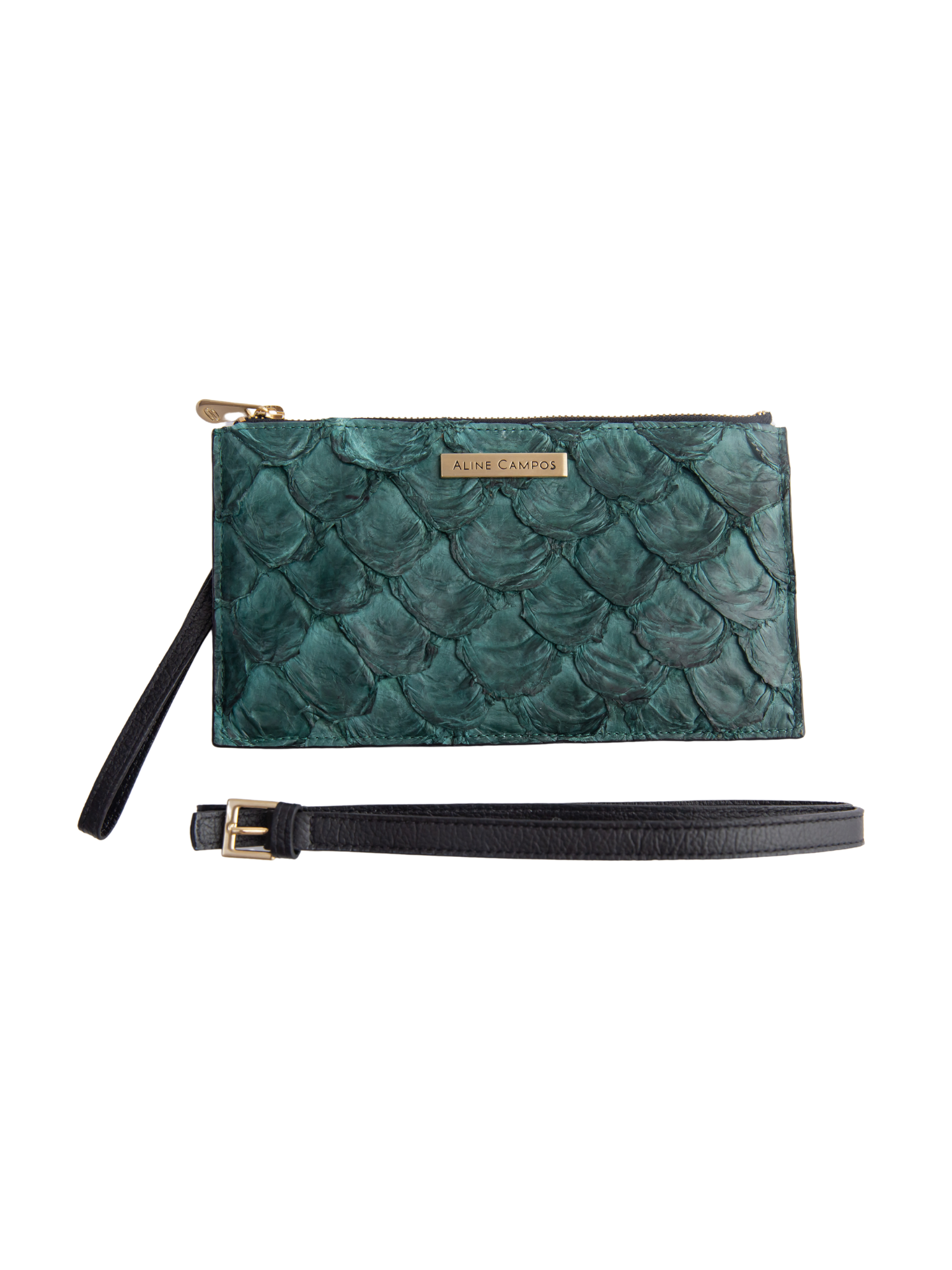 Base Pirarucu Dark Green leather Belt Bag