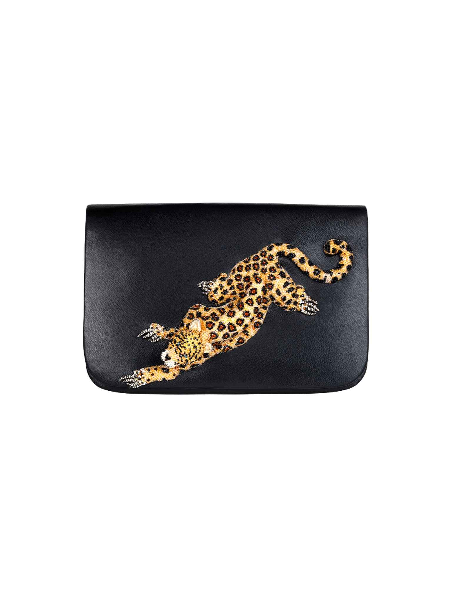 HerPorte-Leopard Hand Embroidered Clutch 