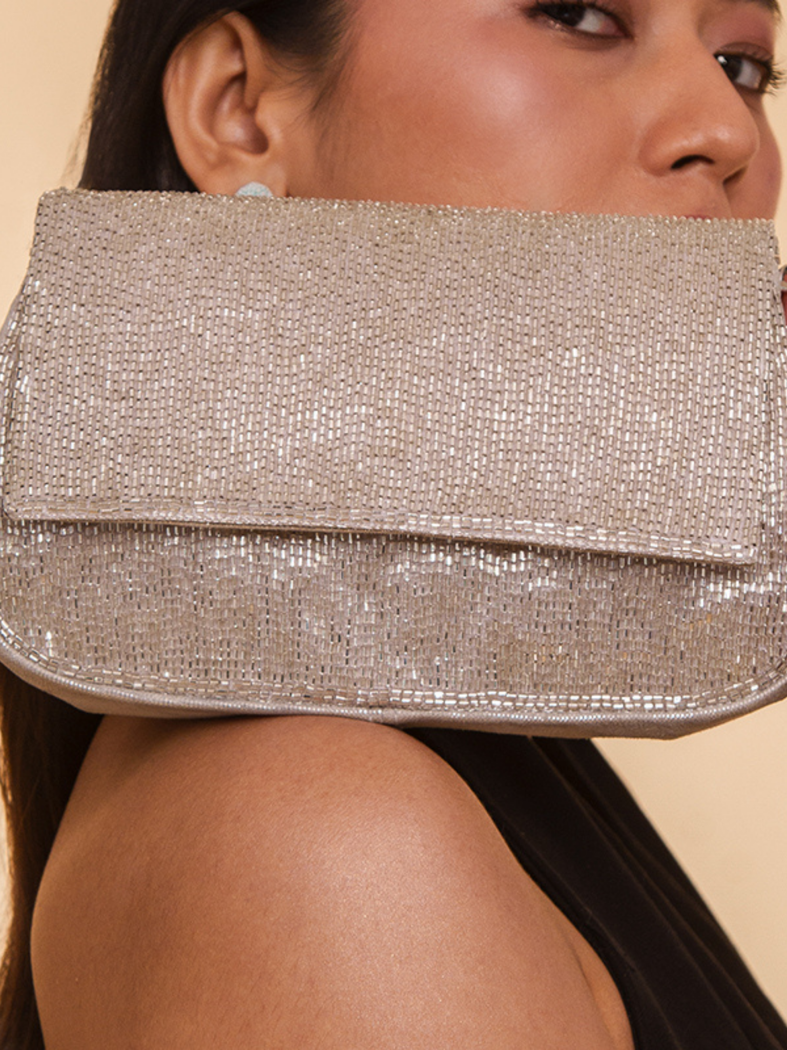 HerPorte-Silver Luann Clutch