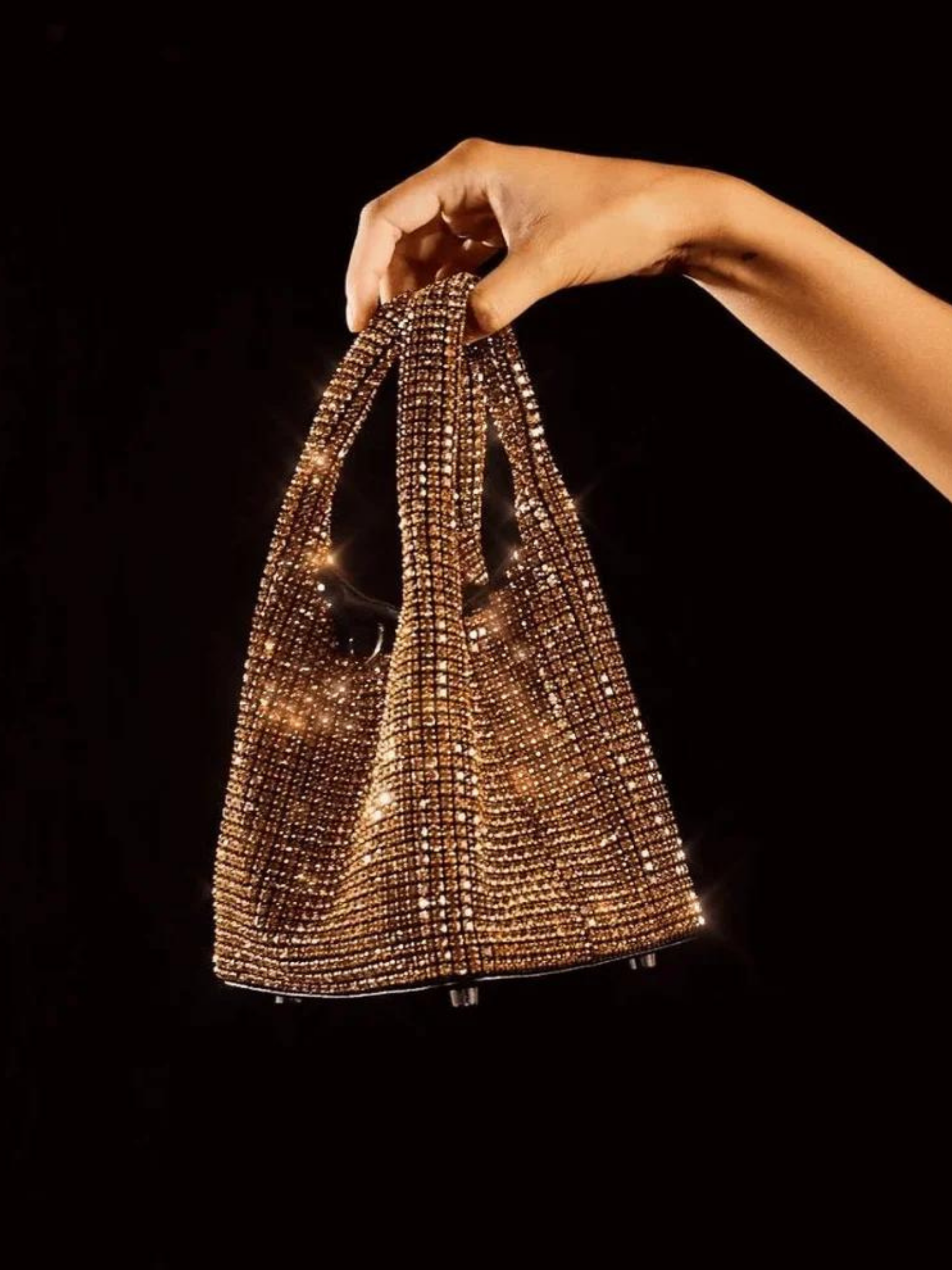 HerPorte-Gold Brilly Crystal bucket bag