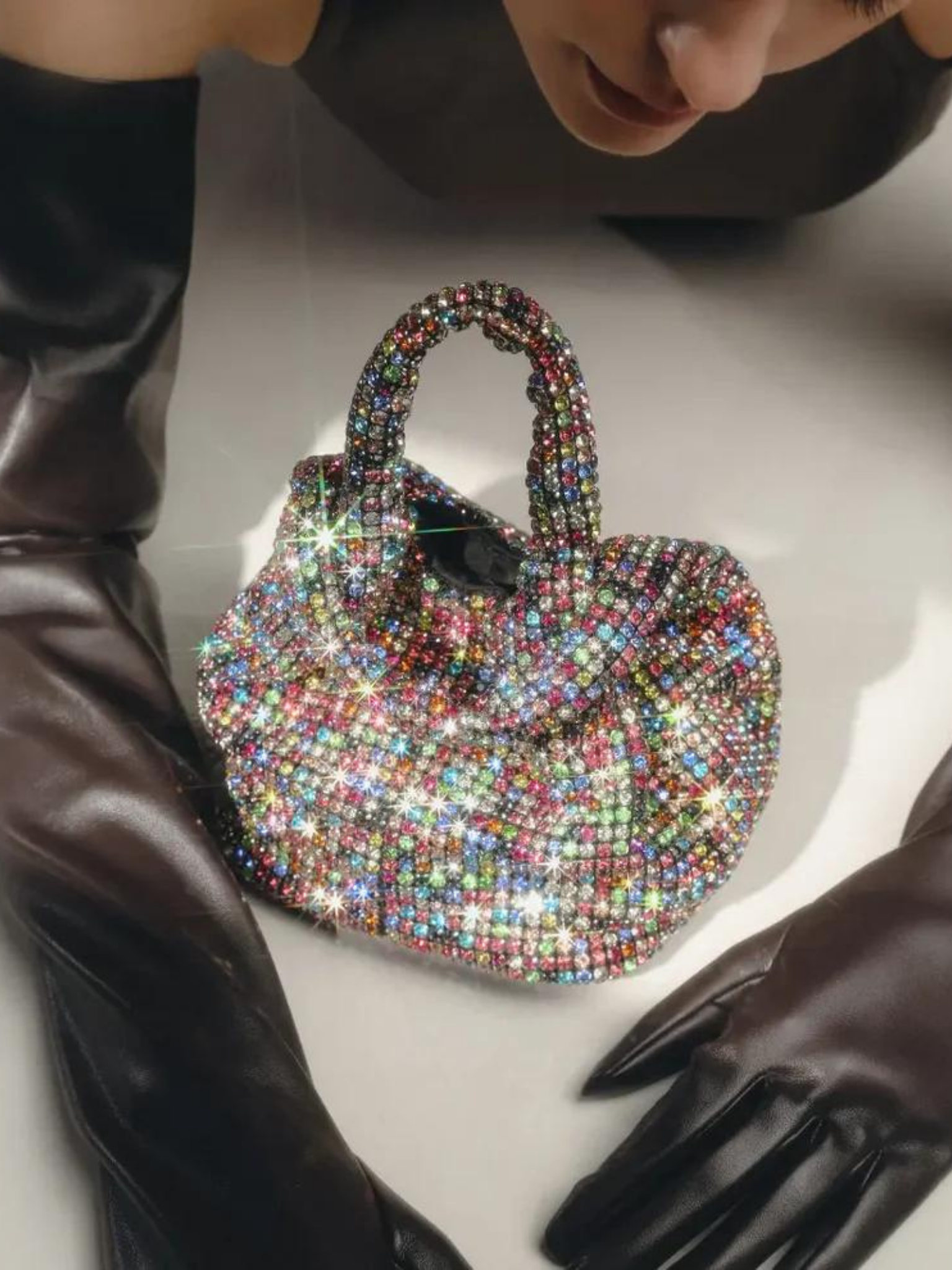 HerPorte-Multi-Color Brilly Crystal bucket bag