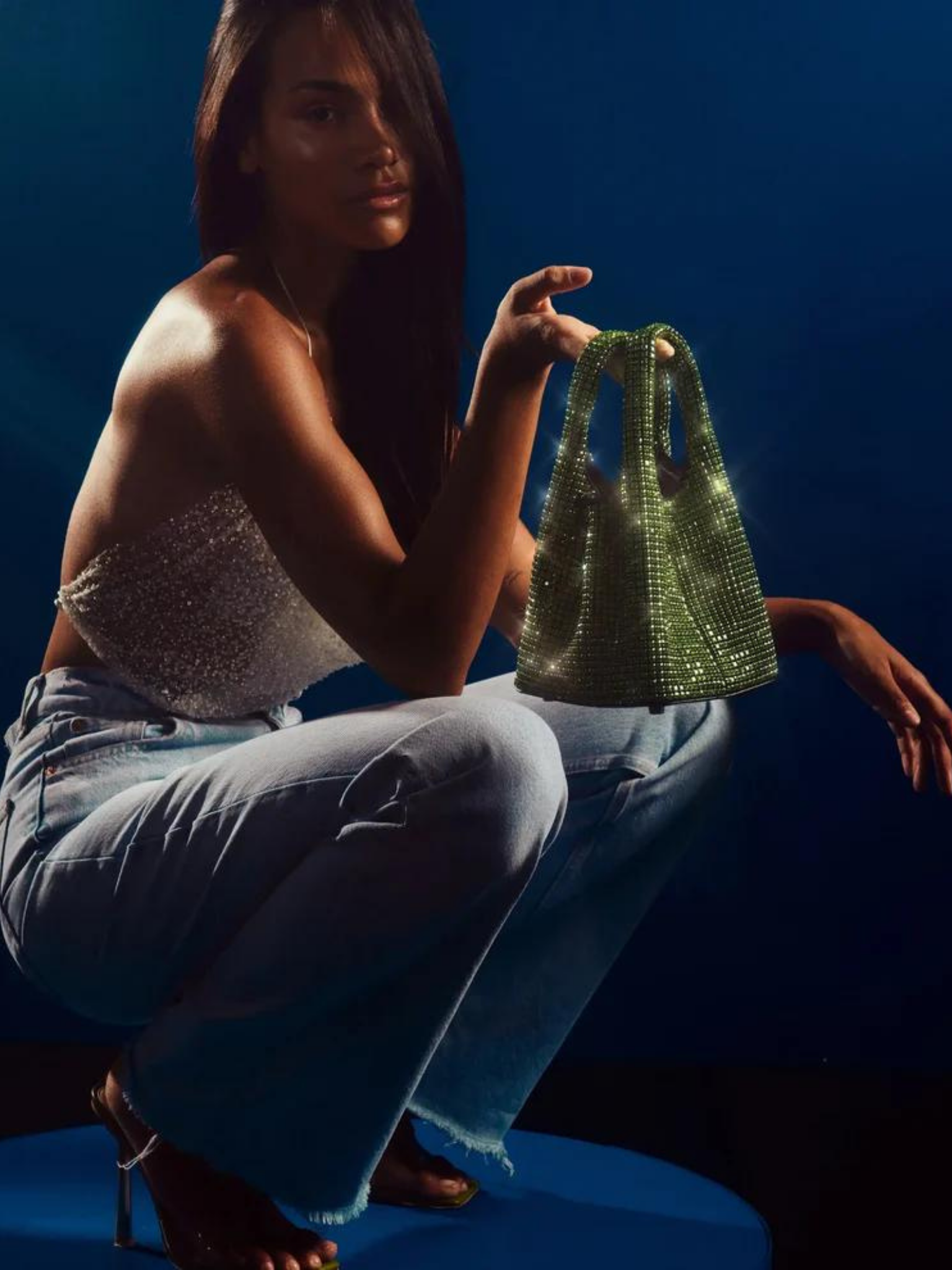 HerPorte-Peridot Brilly Crystal bucket bag