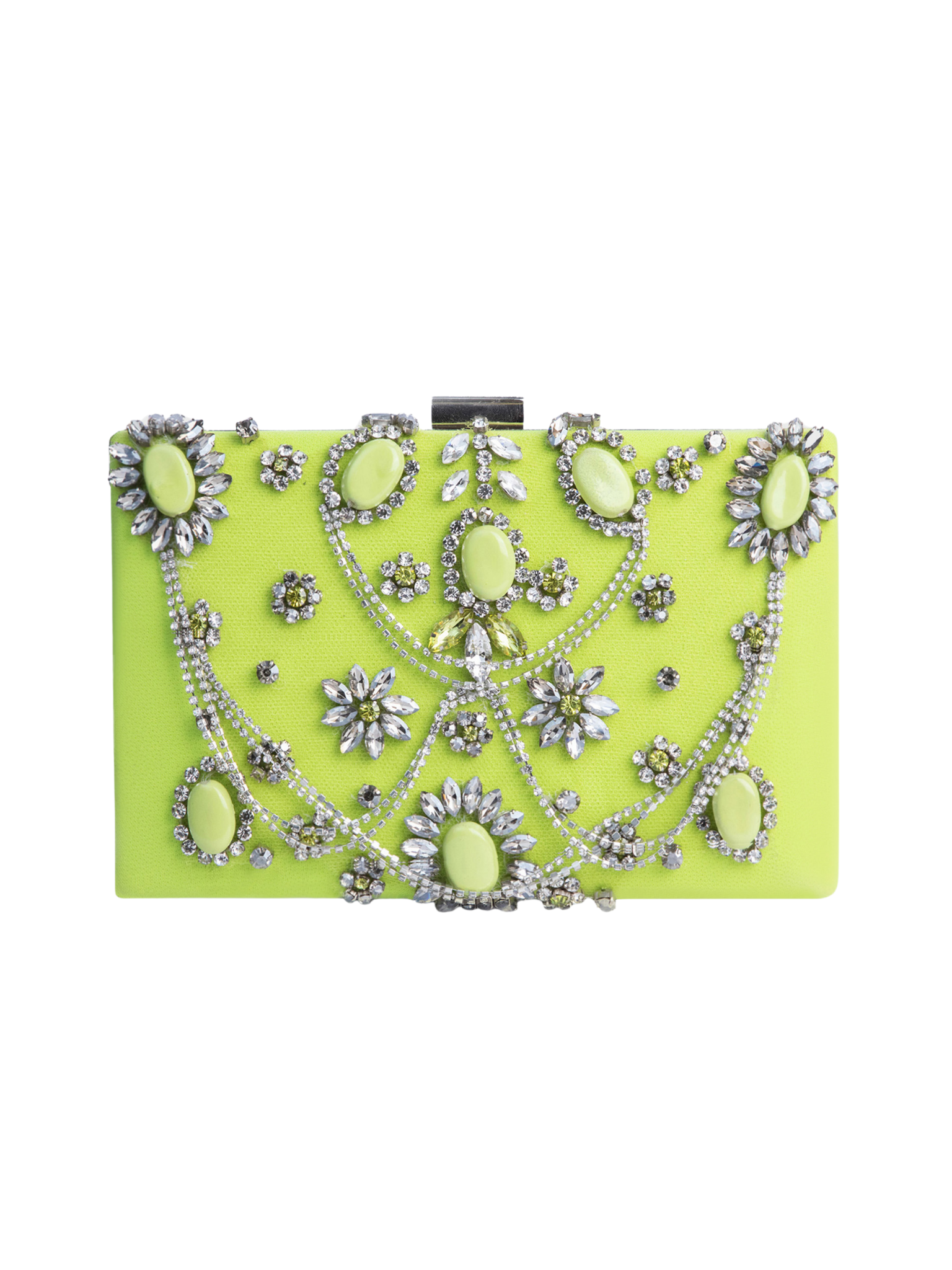 HerPorte-Bejeweled Lime Clutch