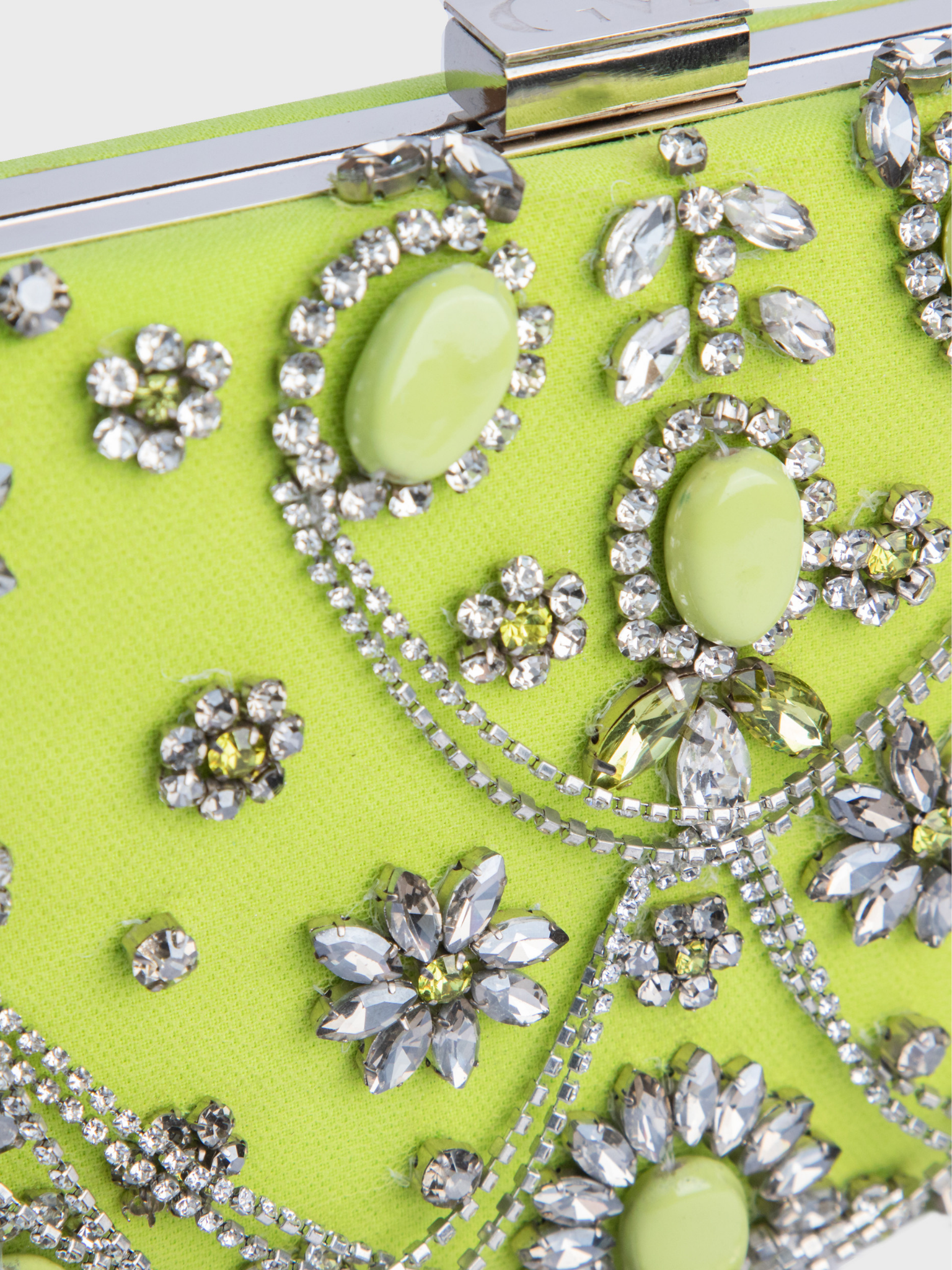 HerPorte-Bejeweled Lime Clutch