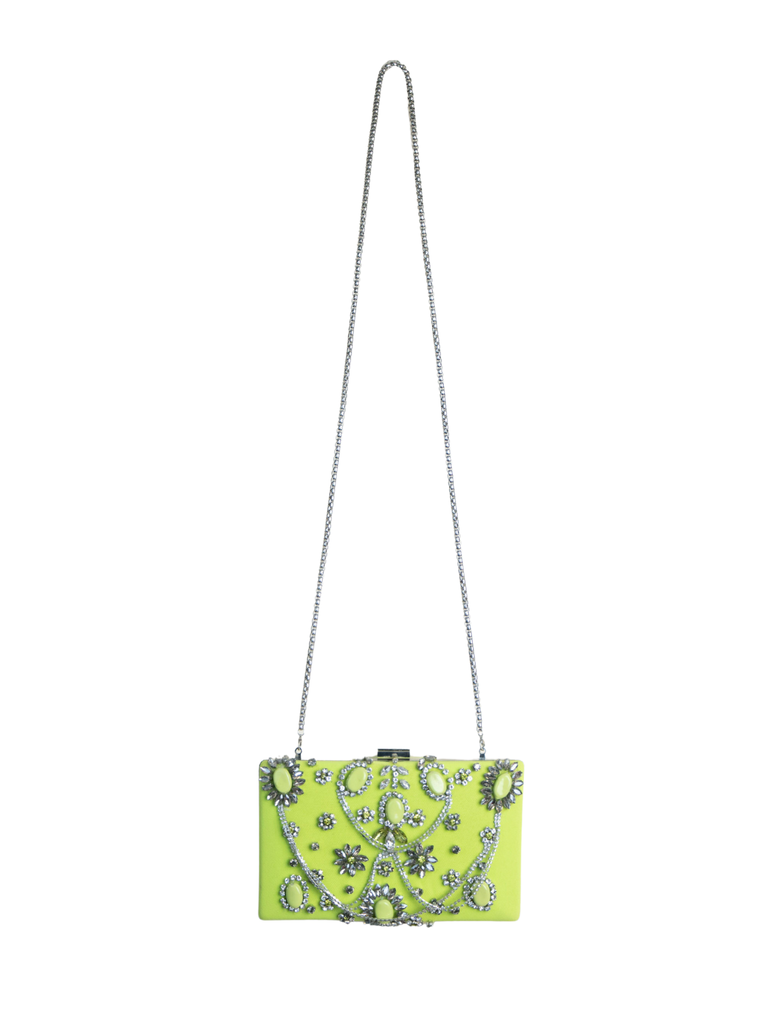 HerPorte-Bejeweled Lime Clutch