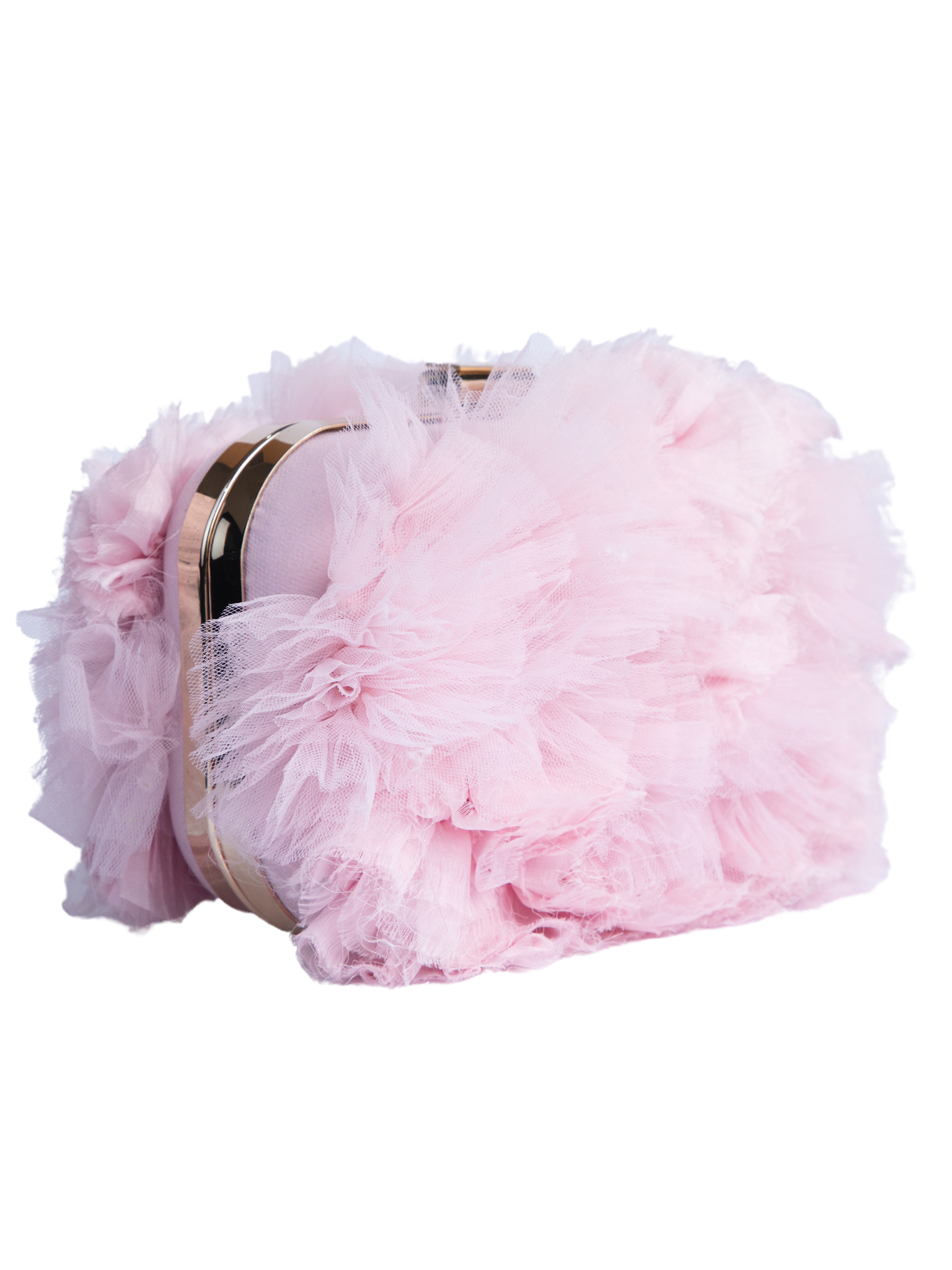 HerPorte-Blush Rushed Tulle Clutch