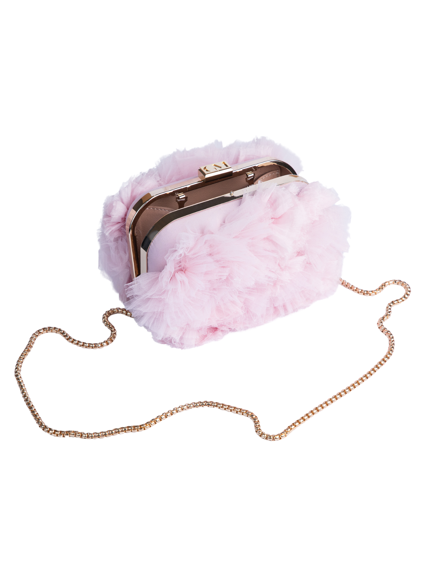 HerPorte-Blush Rushed Tulle Clutch