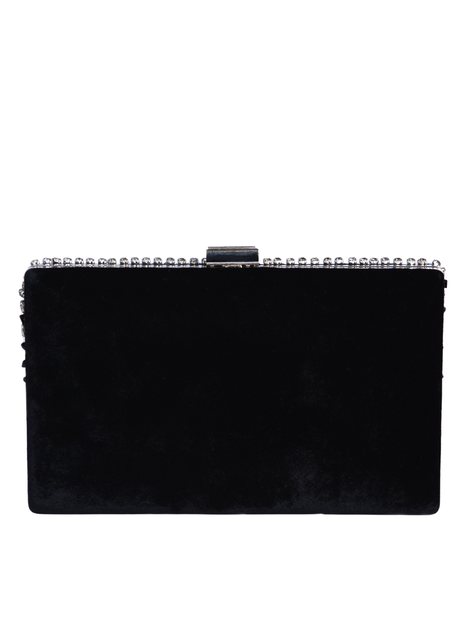 HerPorte-Black Bejeweled Velvet Clutch