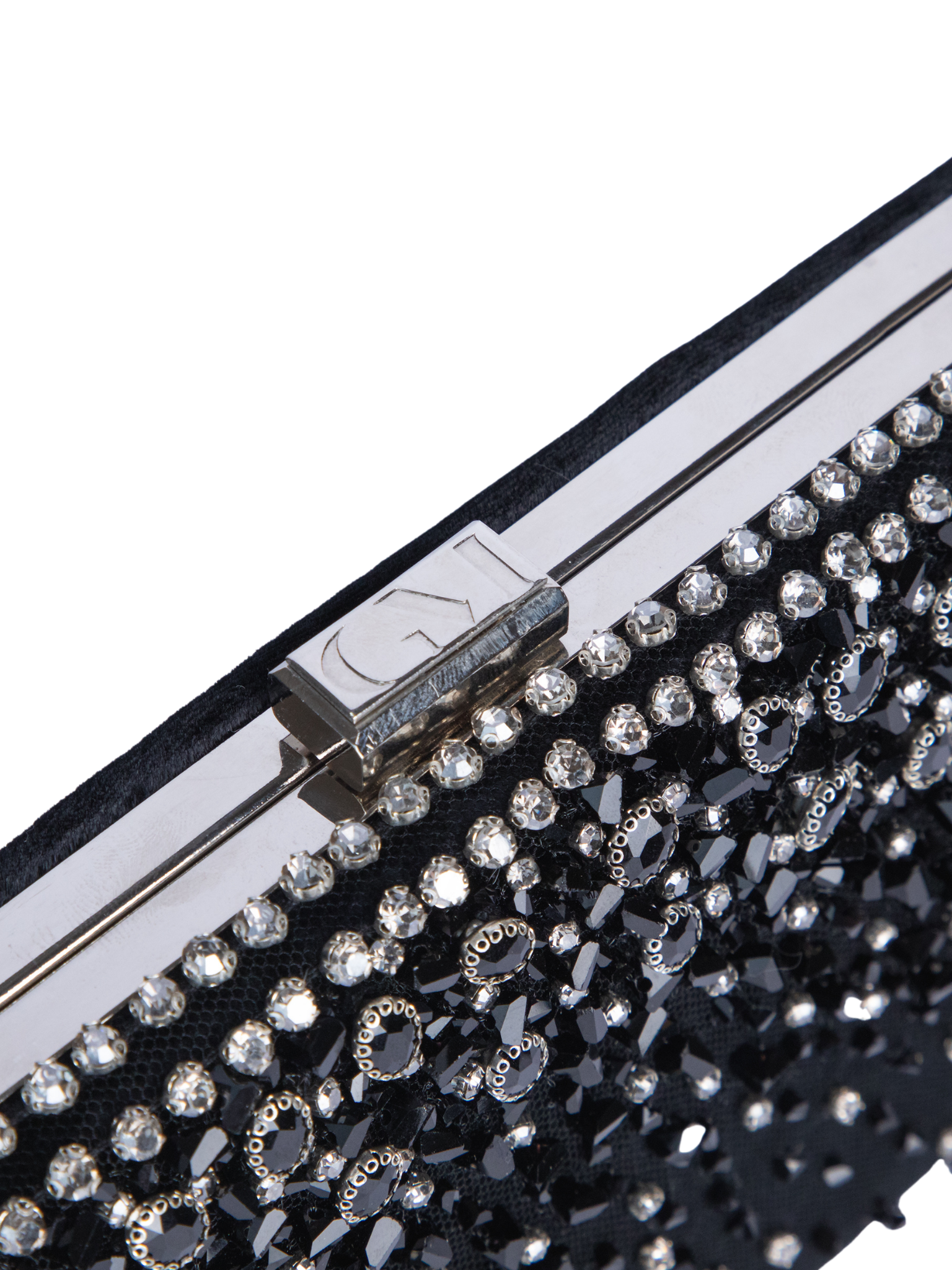 HerPorte-Black Bejeweled Velvet Clutch