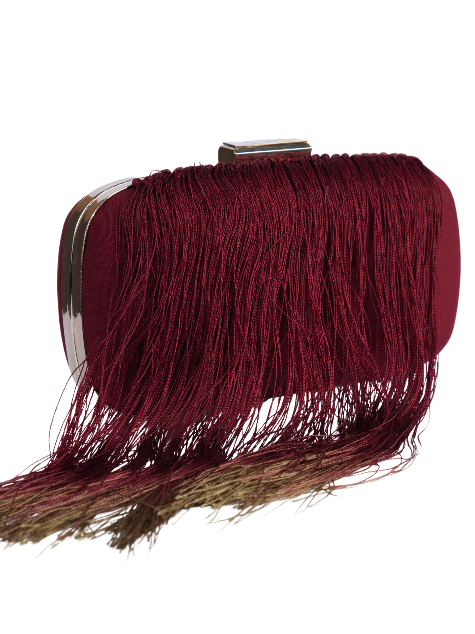 HerPorte-Crepe Clutch With Fringes