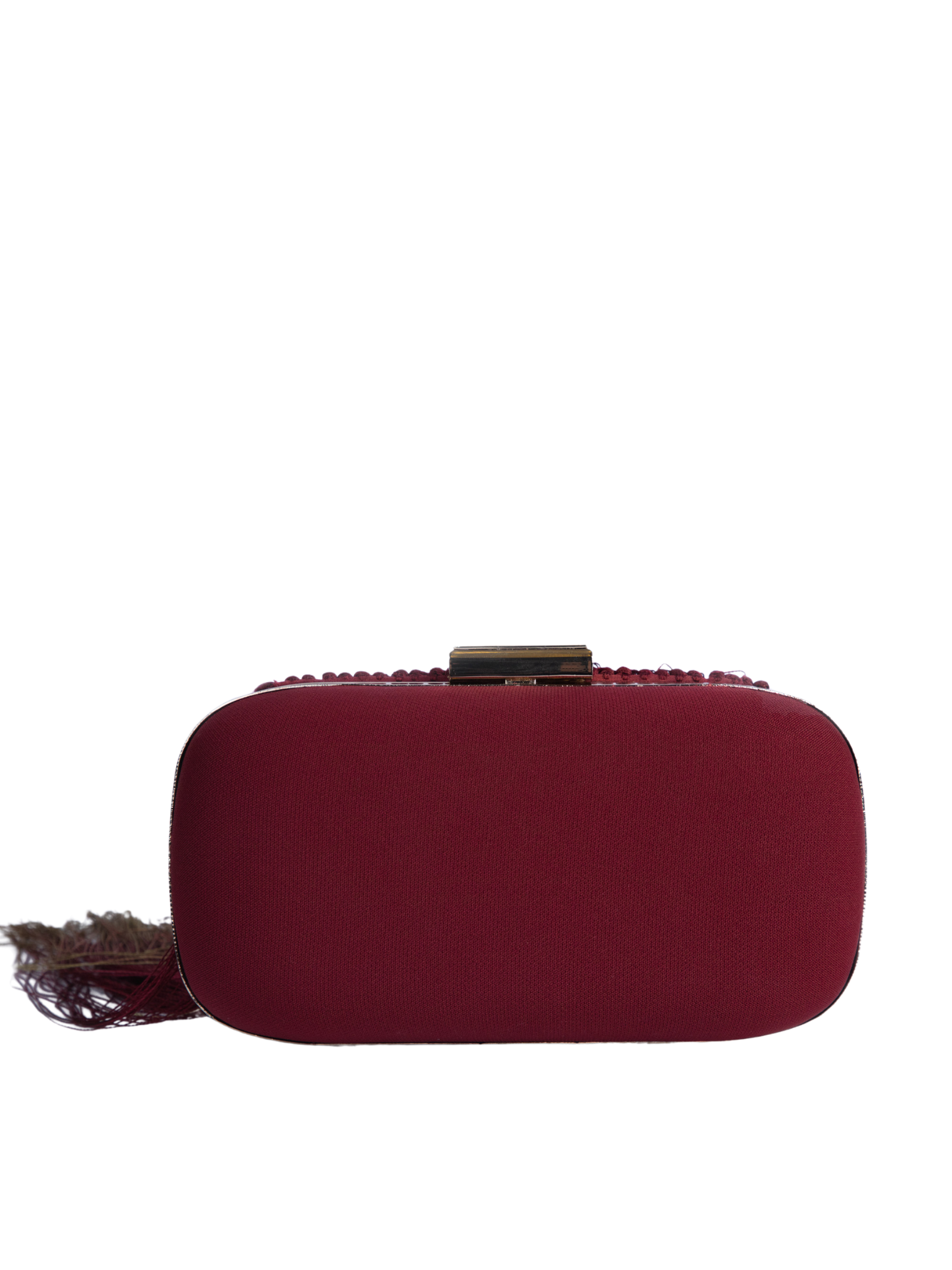 HerPorte-Crepe Clutch With Fringes