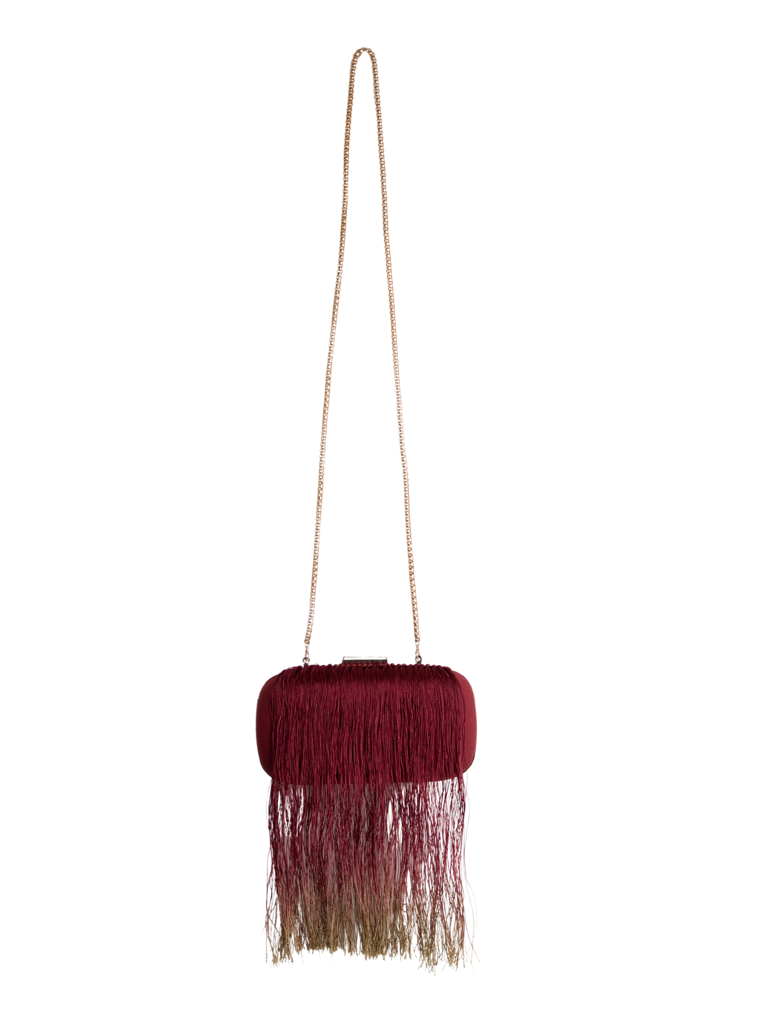 HerPorte-Crepe Clutch With Fringes