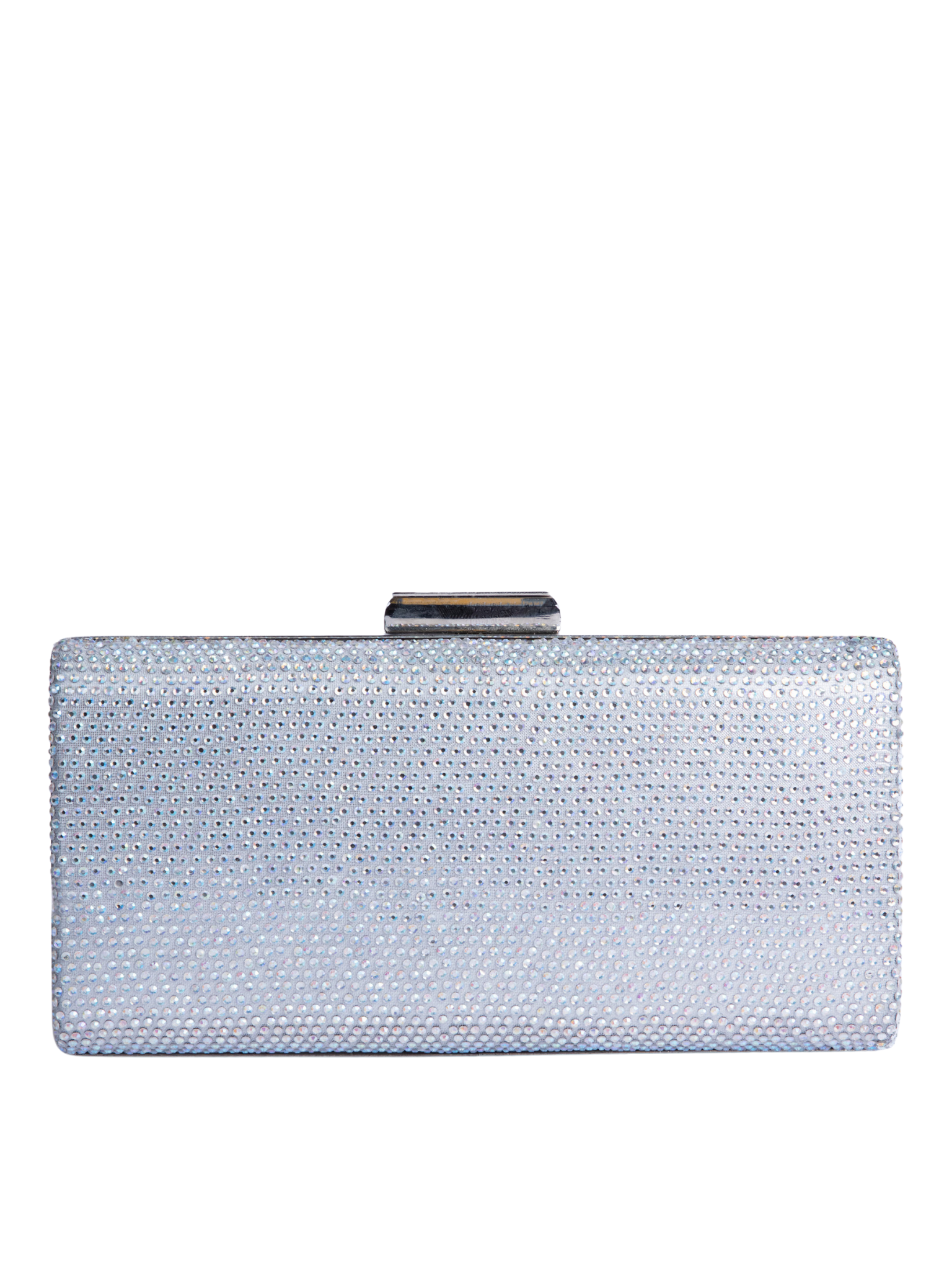 HerPorte-Rhinestones Tulle Silver Clutch