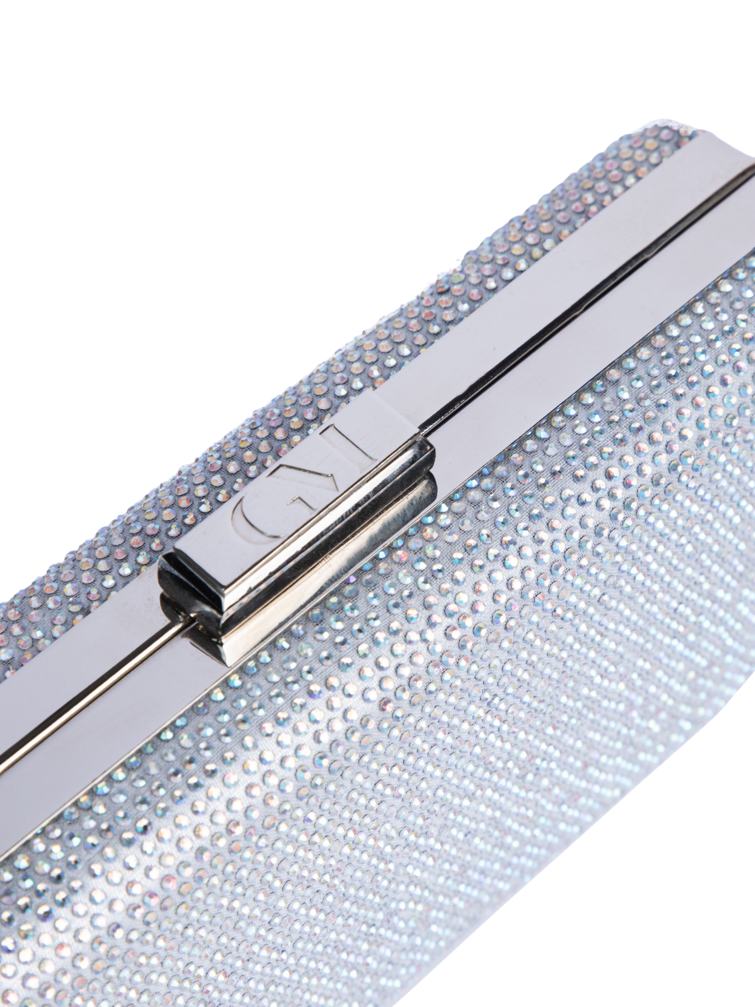 HerPorte-Rhinestones Tulle Silver Clutch