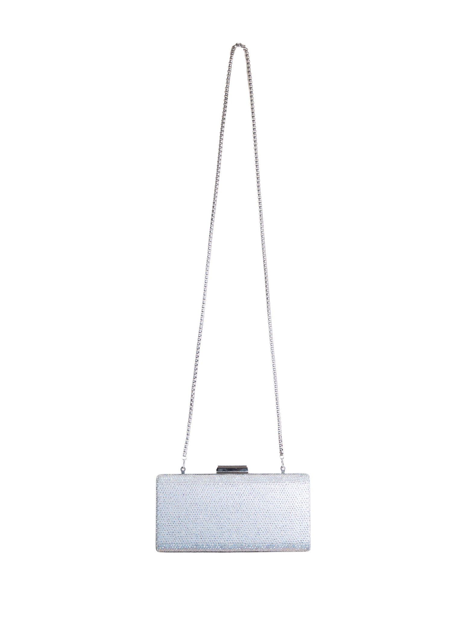 HerPorte-Rhinestones Tulle Silver Clutch