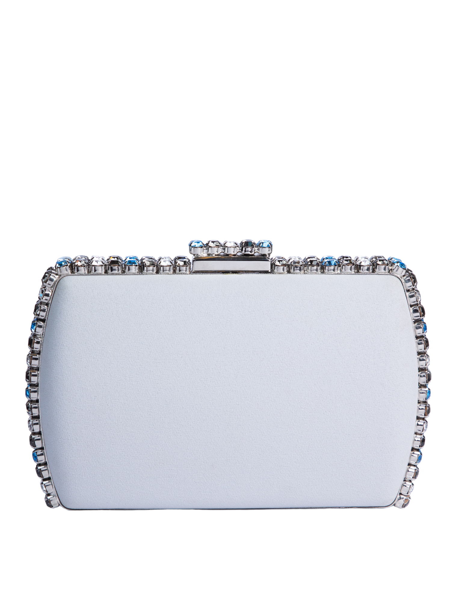 HerPorte-Gray Crepe Clutch With Multicolor Studs