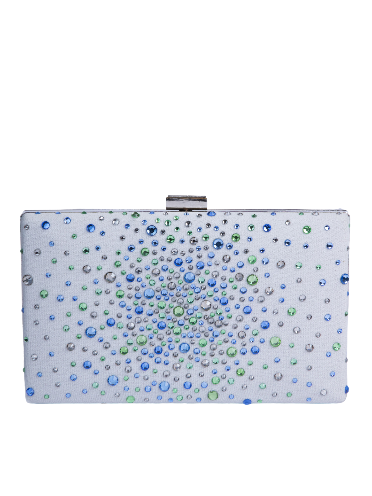 HerPorte-Gray Crepe Clutch With Rhinestones