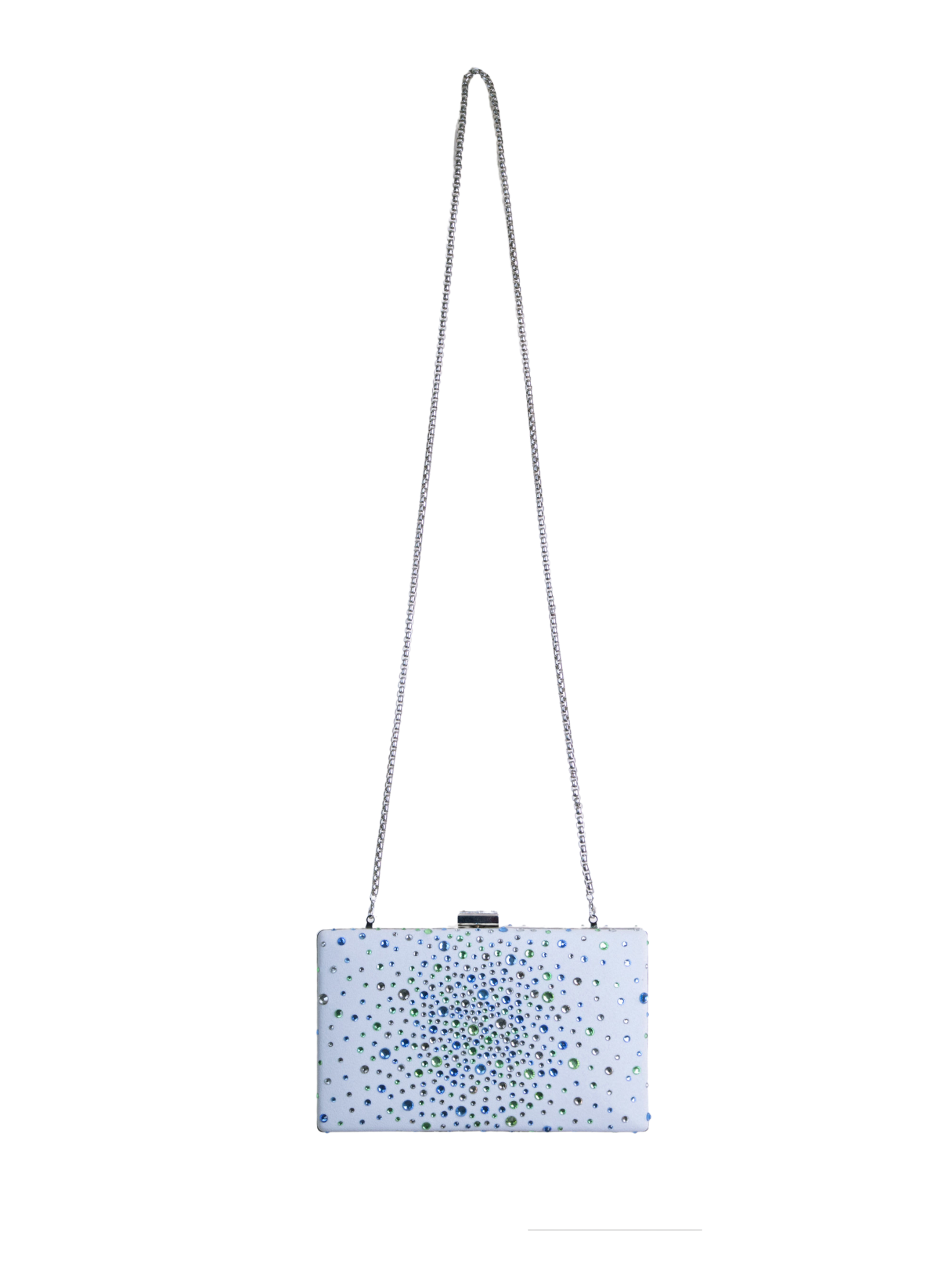 HerPorte-Gray Crepe Clutch With Rhinestones