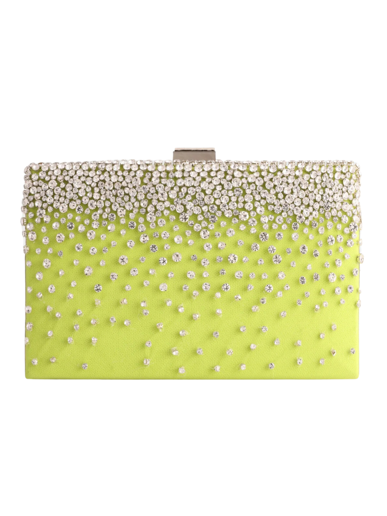 HerPorte-Lime Bejeweled Crepe Clutch