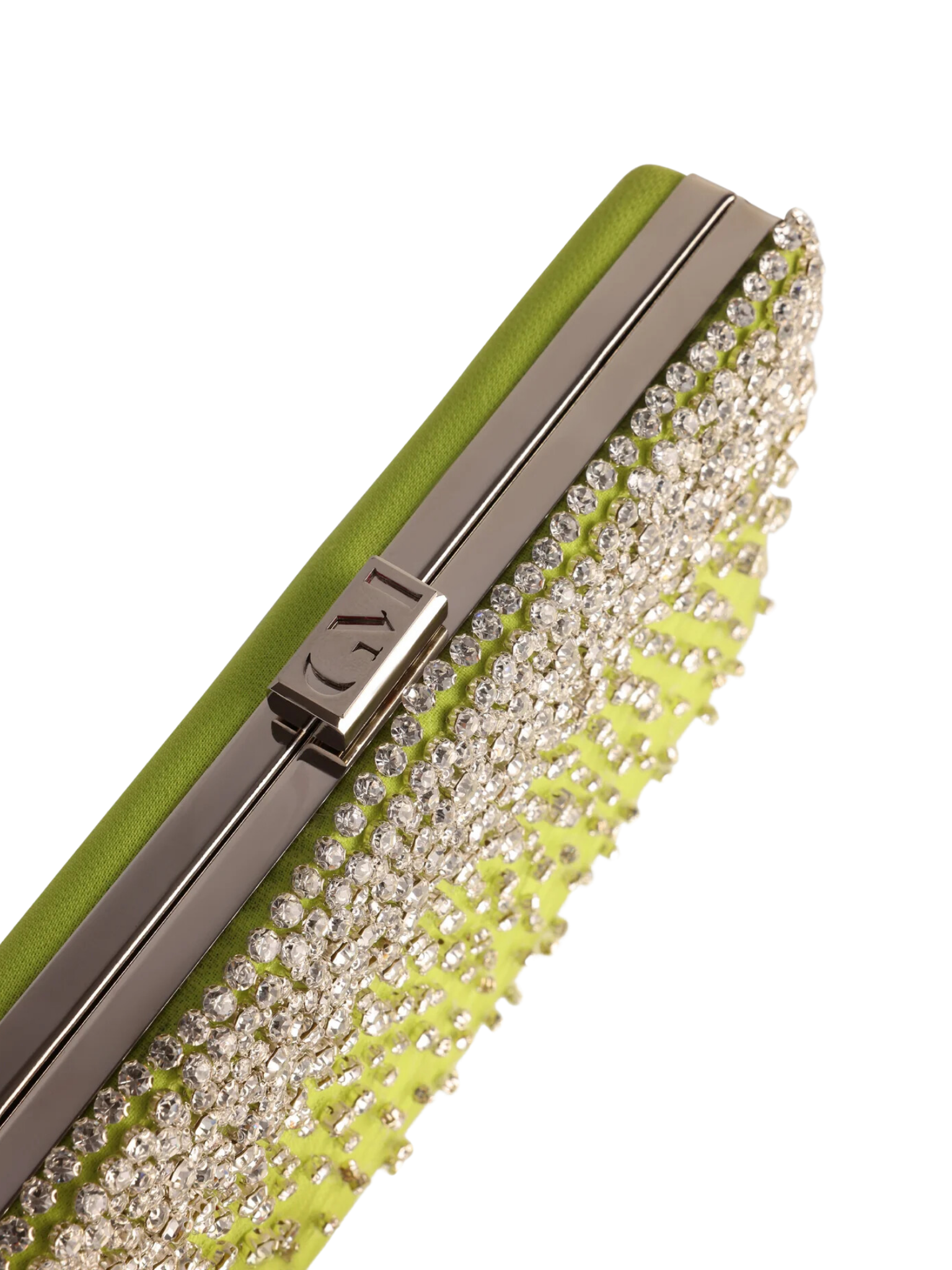 HerPorte-Lime Bejeweled Crepe Clutch