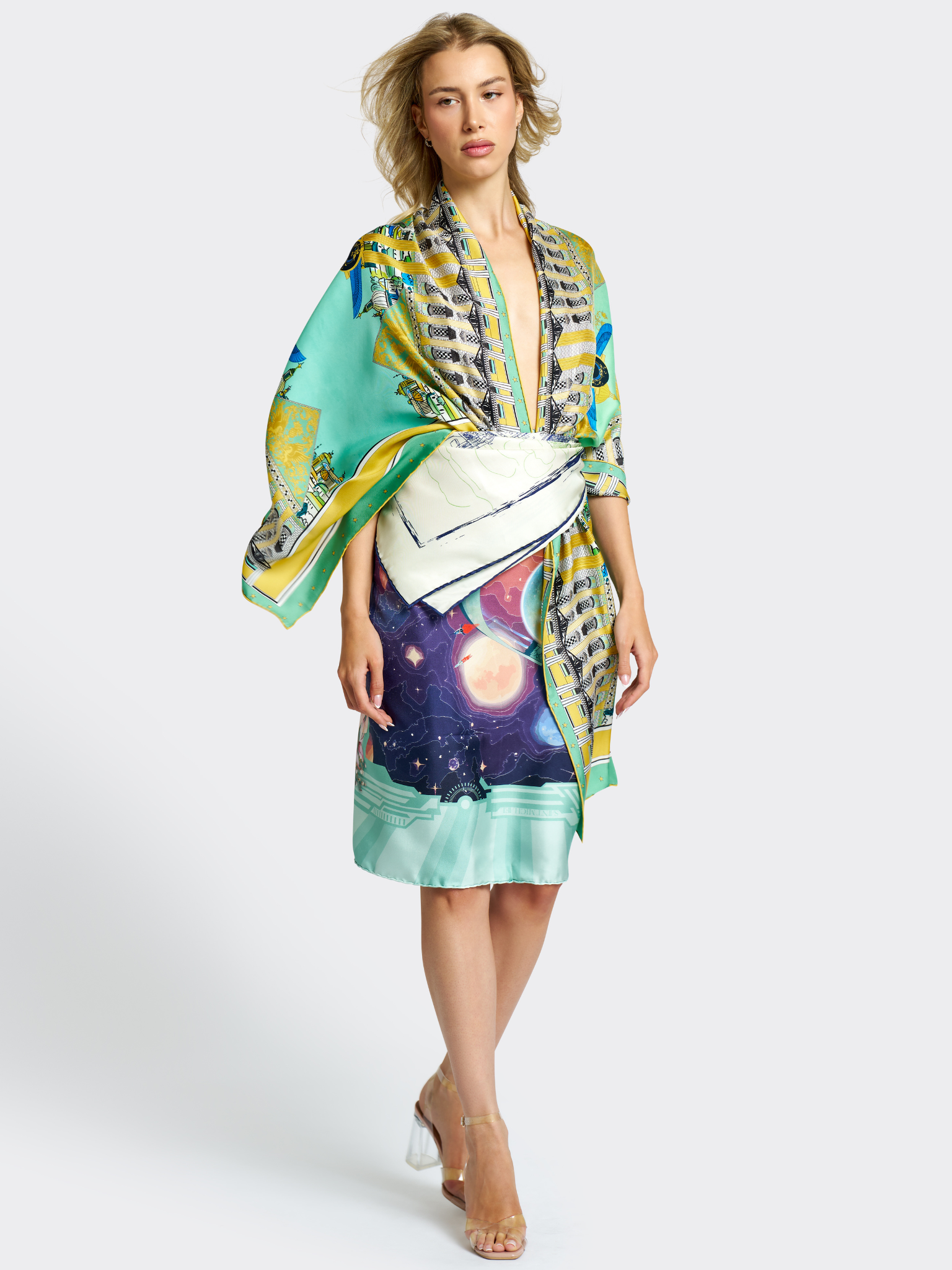 HerPorte-SPAZIO FUTURISTICO 90 Silk Scarf