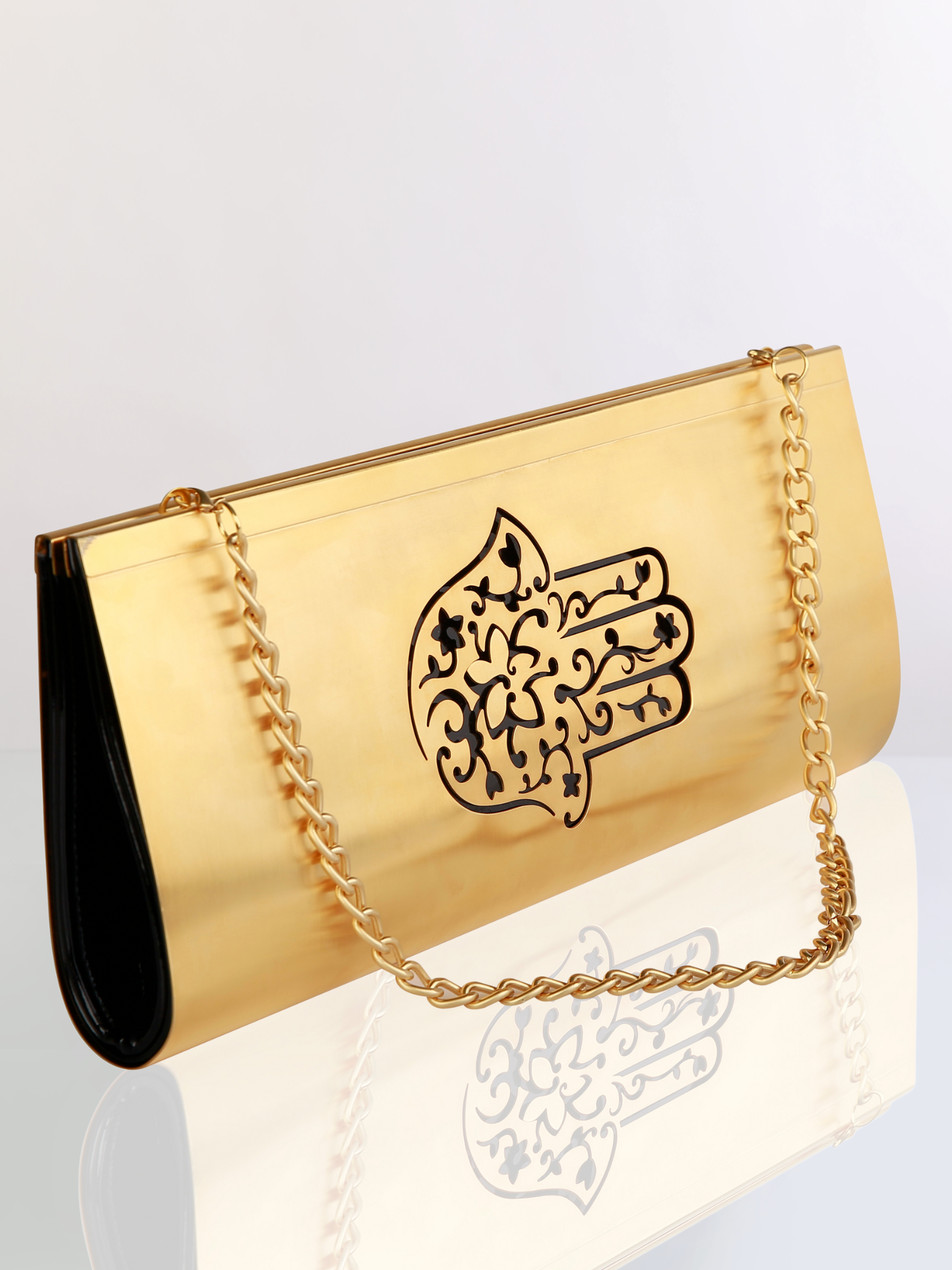 Hamsa Palm 24k Gold Dipped Large Clutch