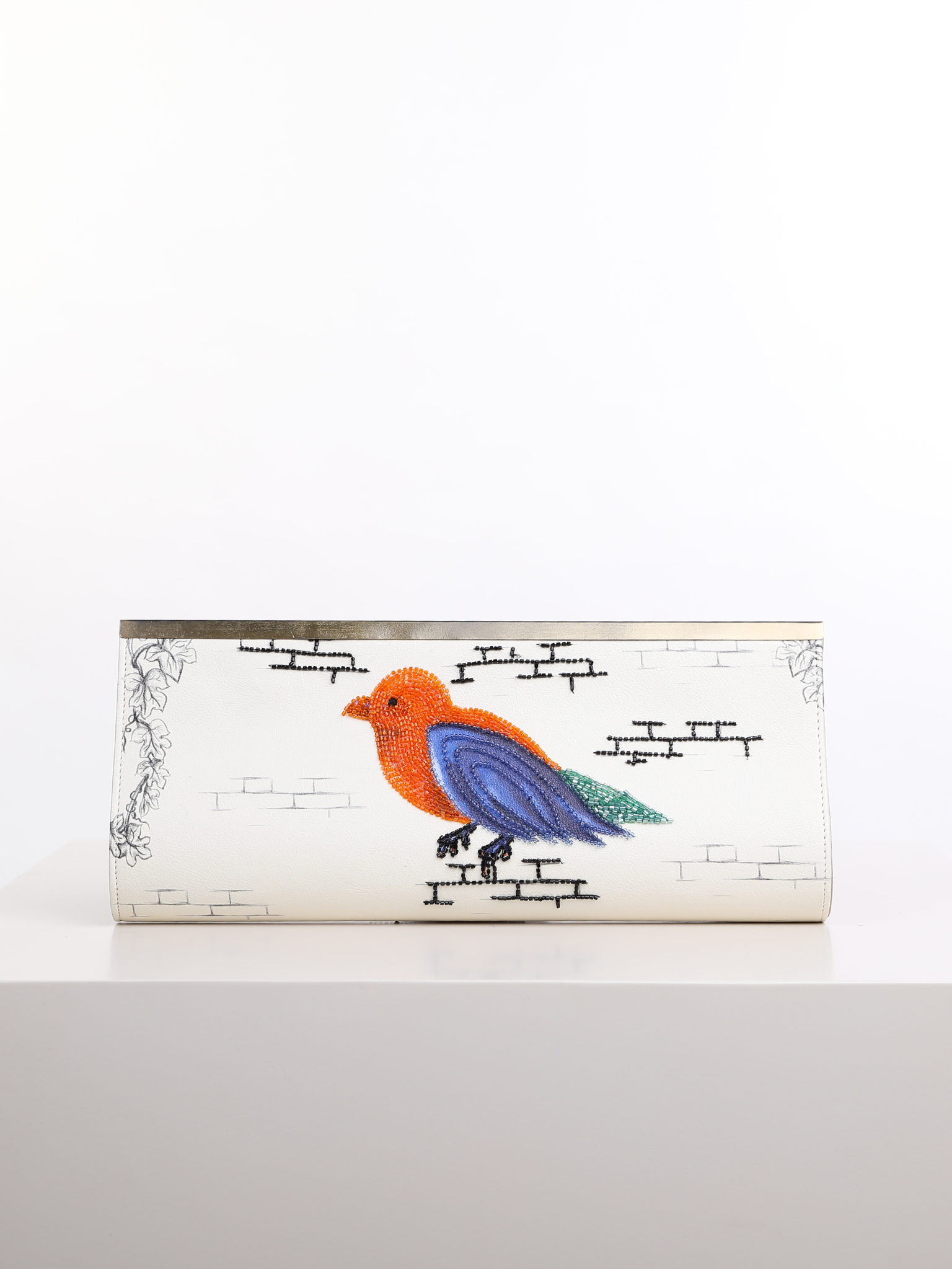 HerPorte-Freedom Arcade Bird Embroidered White Bag 