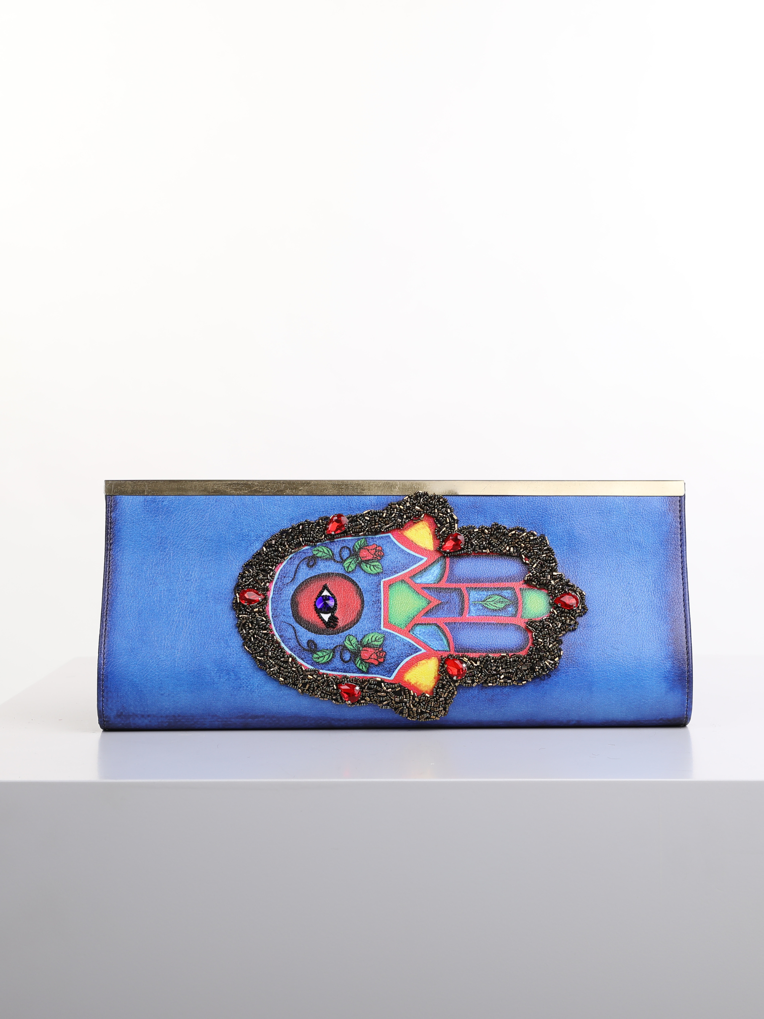 HerPorte-Hamsa Palm Blue Embroidered Bag 