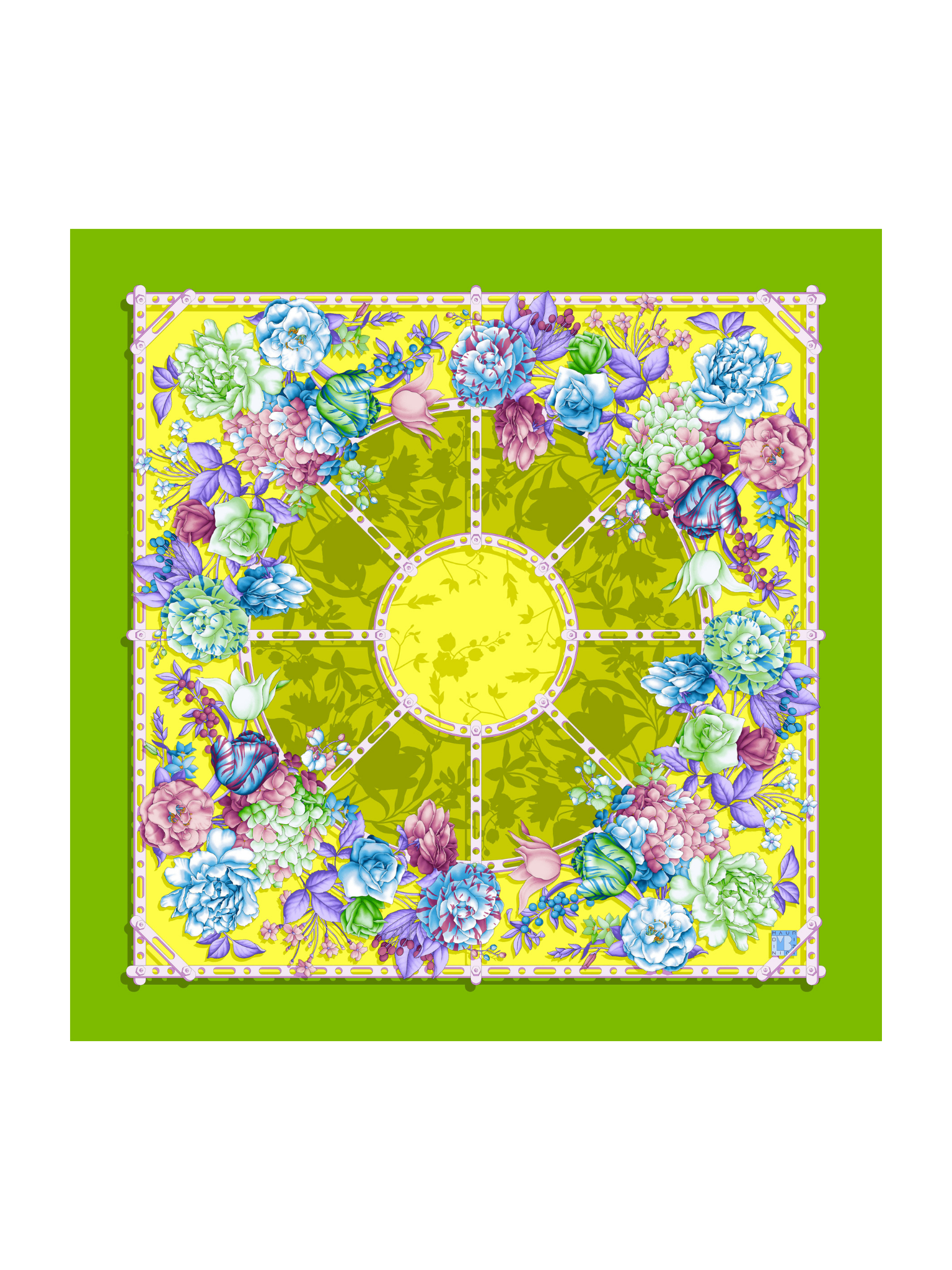 HerPorte-Eye Flower Silk Crepe Scarf 138x138cm