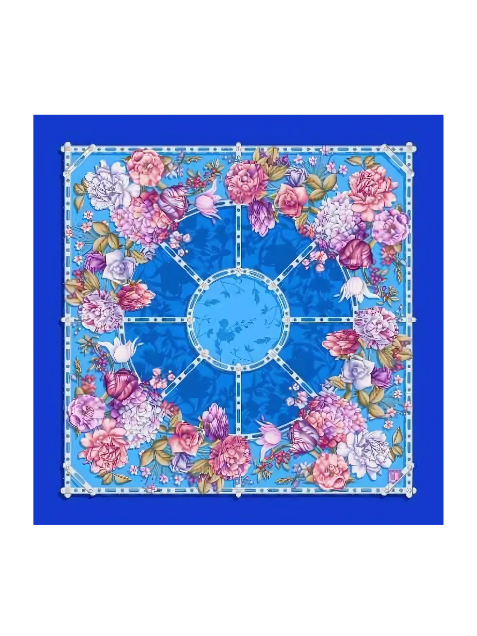 HerPorte-Eye Flower Silk Crepe Scarf 68x68cm