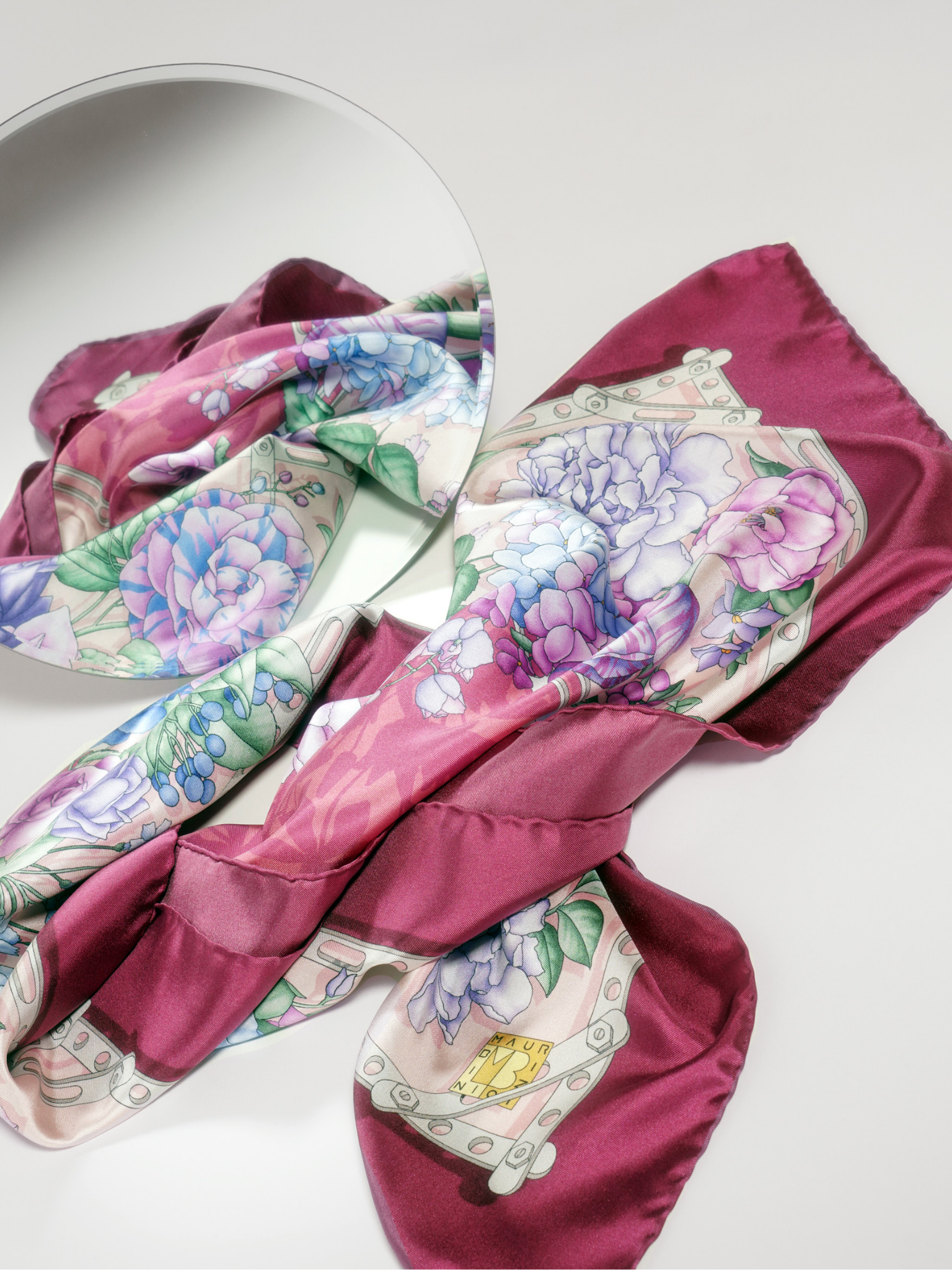 HerPorte-Eye Flower Silk Scarf 98x98cm