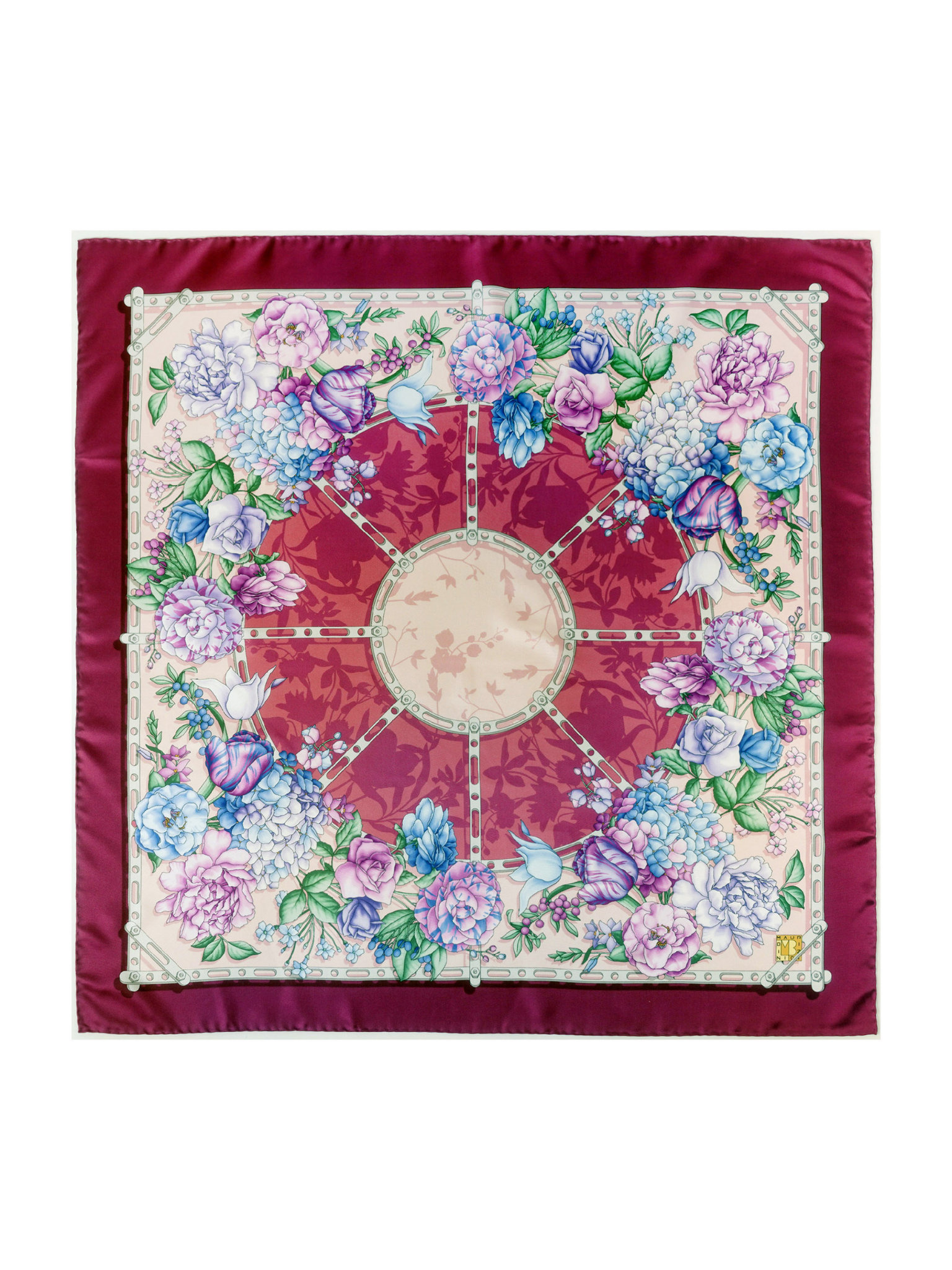 HerPorte-Eye Flower Silk Crepe Scarf 68x68cm