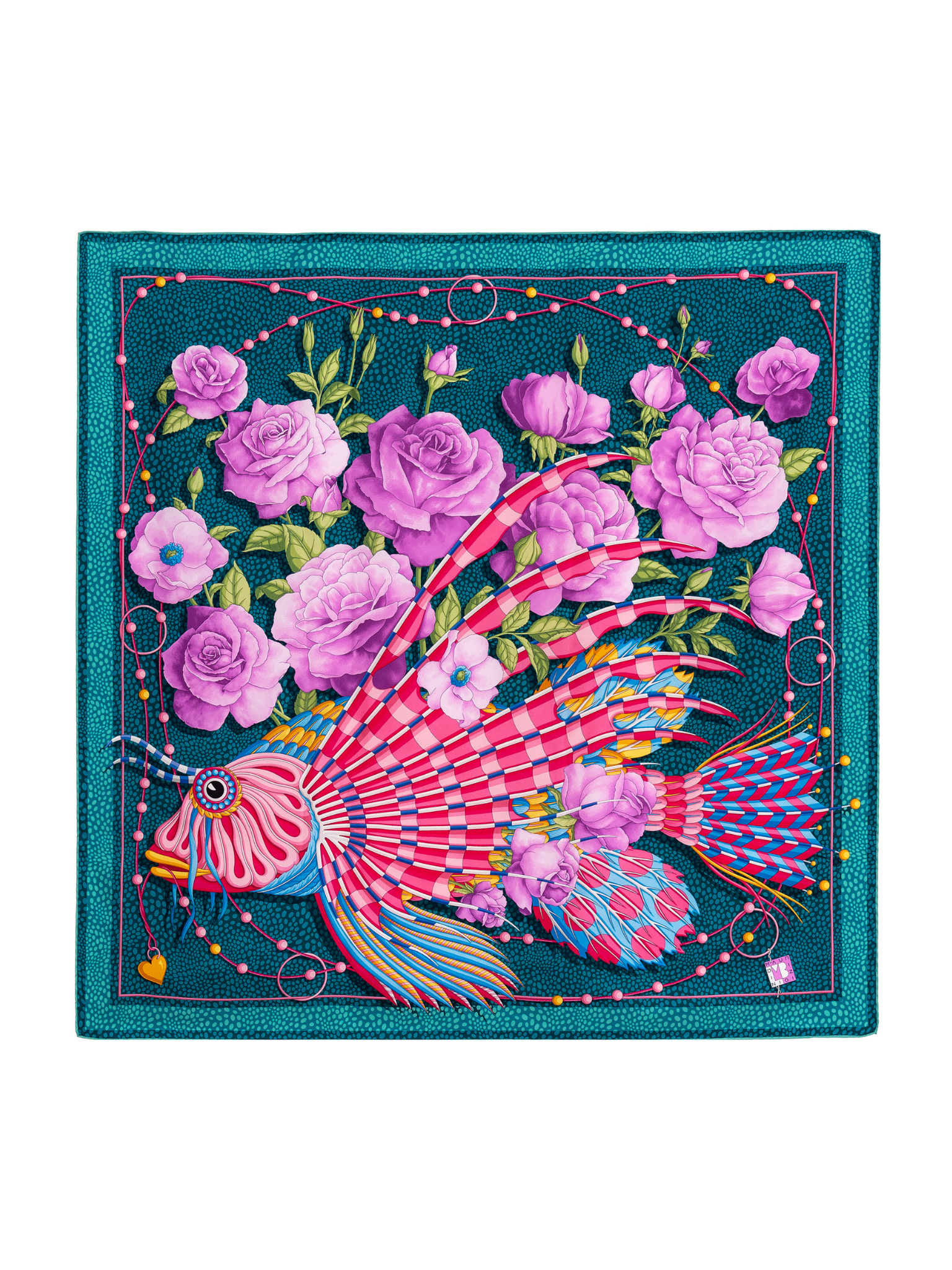 HerPorte-The Infatuated Fish  Crepe Scarf 138x138cm