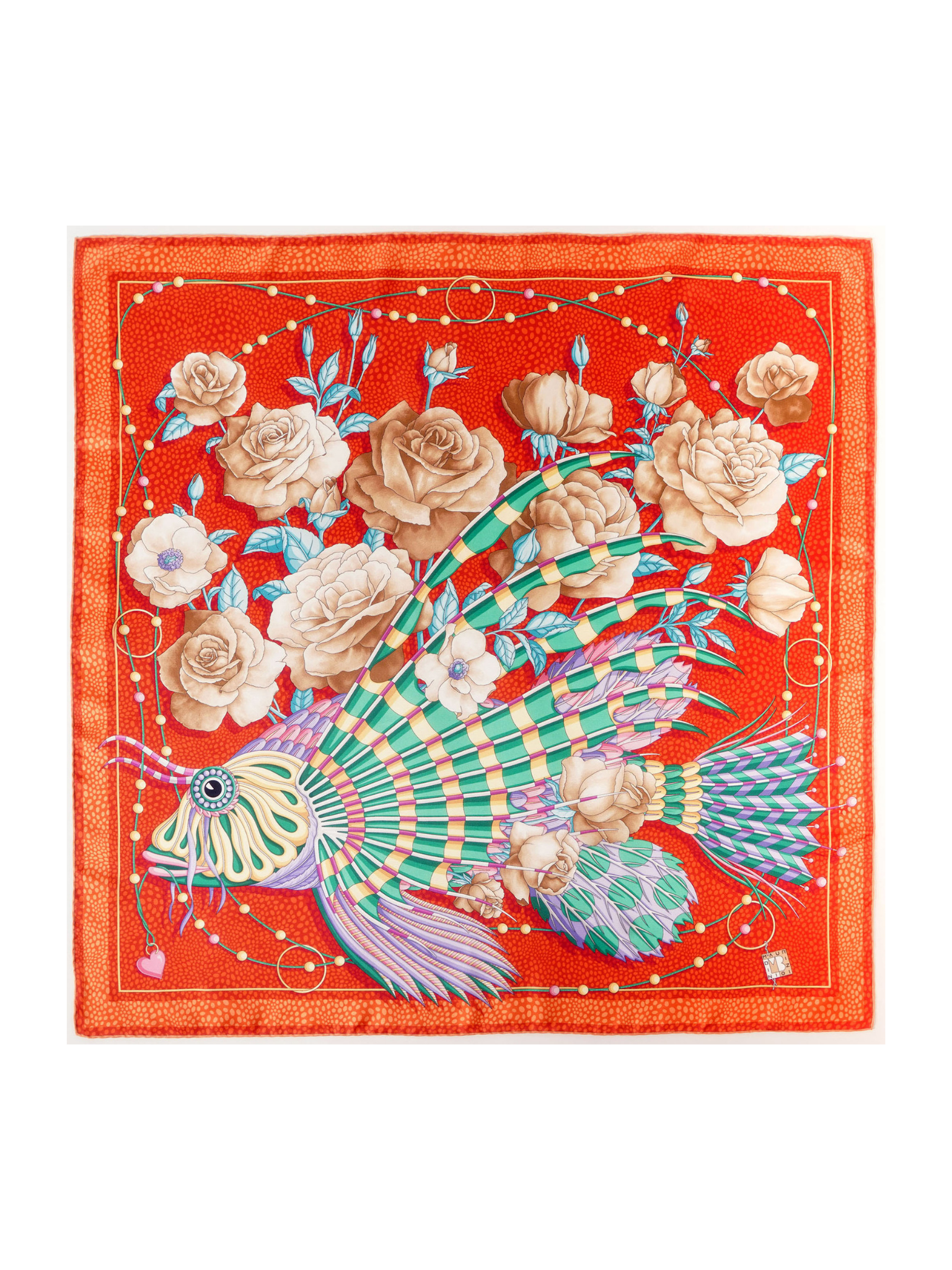 HerPorte-The Infatuated Fish  Crepe Scarf 68x68cm