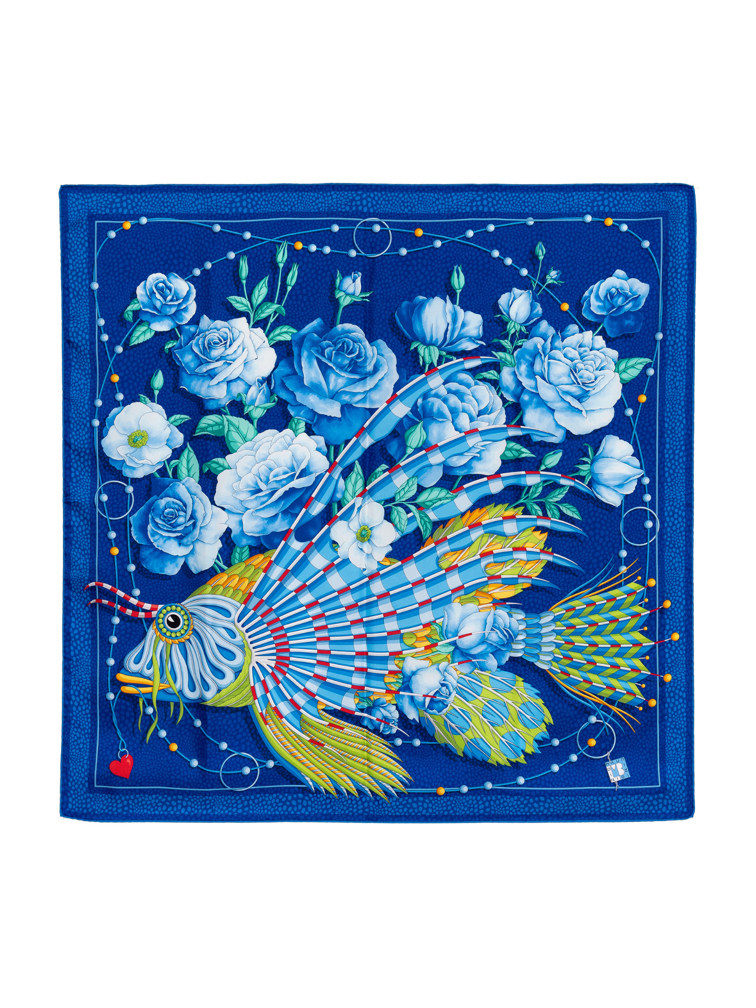 HerPorte-The Infatuated Fish  Crepe Scarf 138x138cm