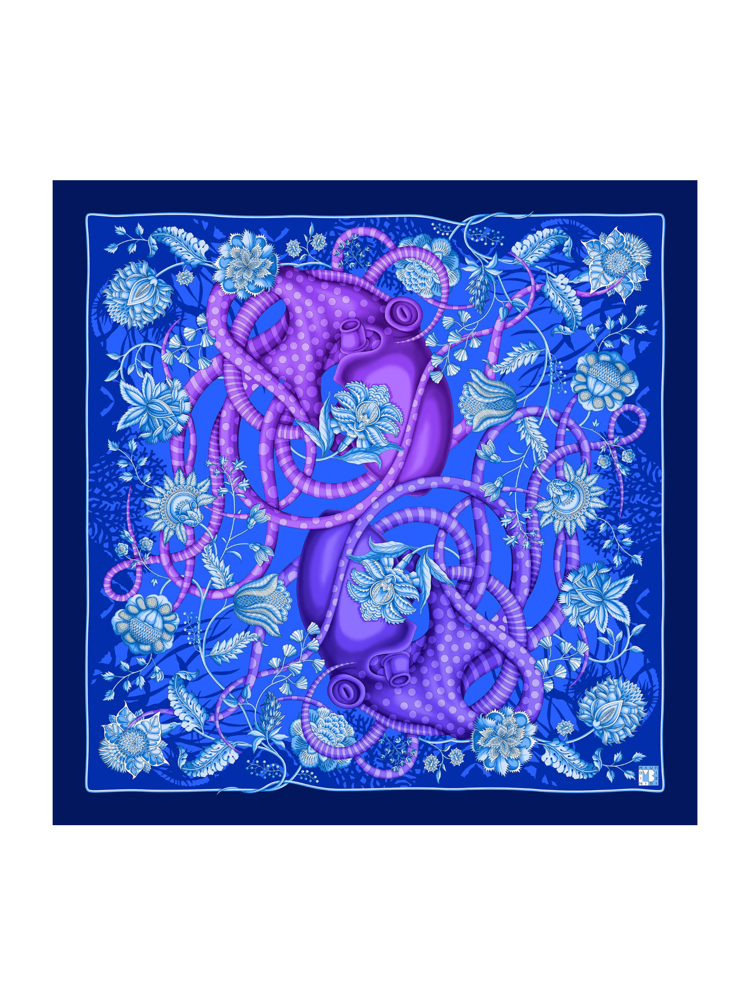 HerPorte-Octopus Silk Crepe Scarf 68x68cm