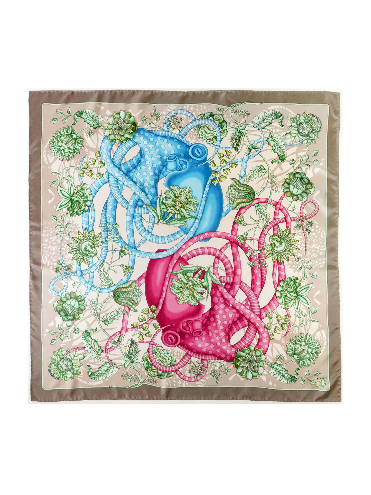 HerPorte-Octopus Silk Crepe Scarf 138x138cm