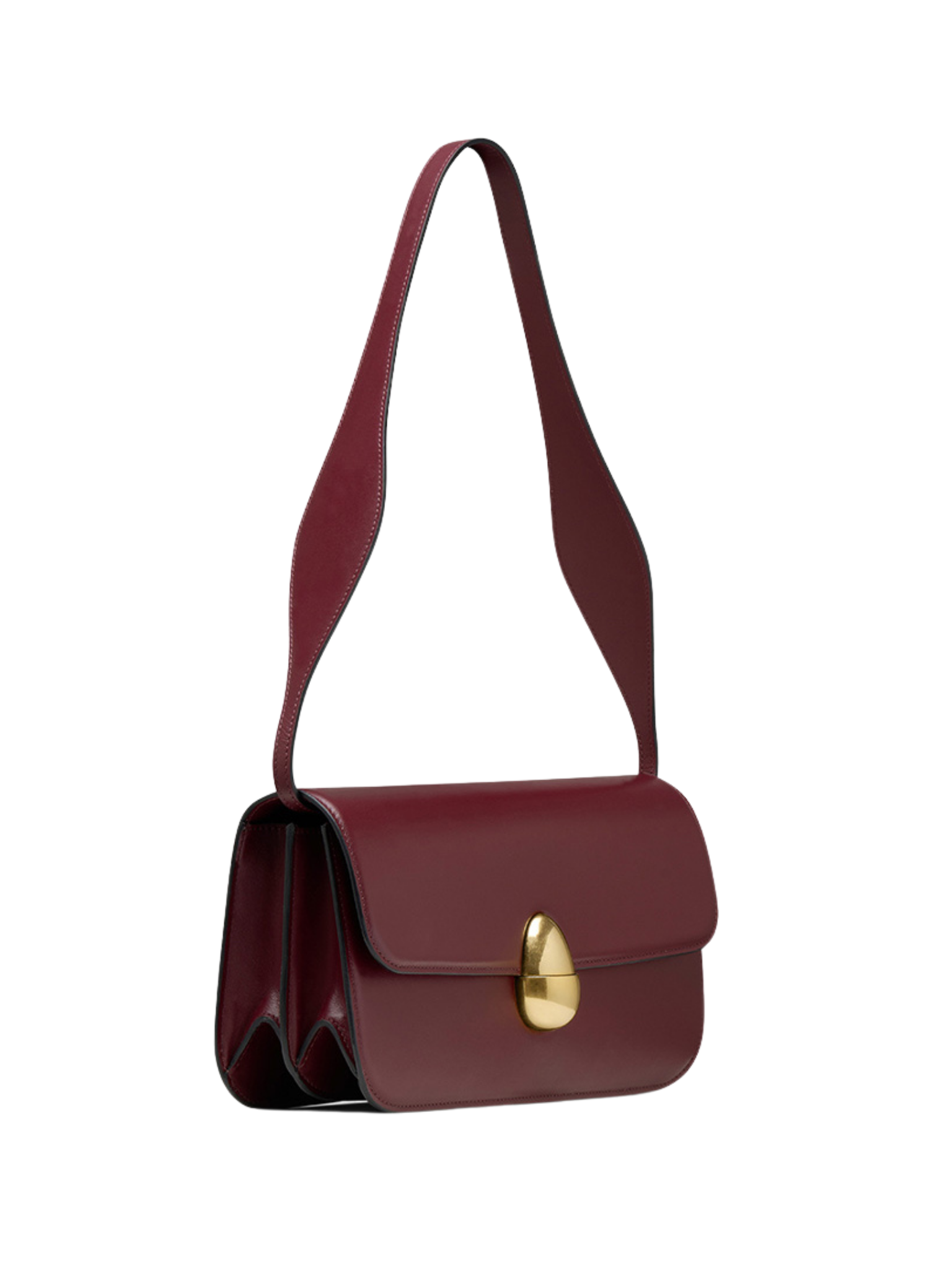 HerPorte-Burgundy Phoenix baguette Shoulder Calf Leather Bag