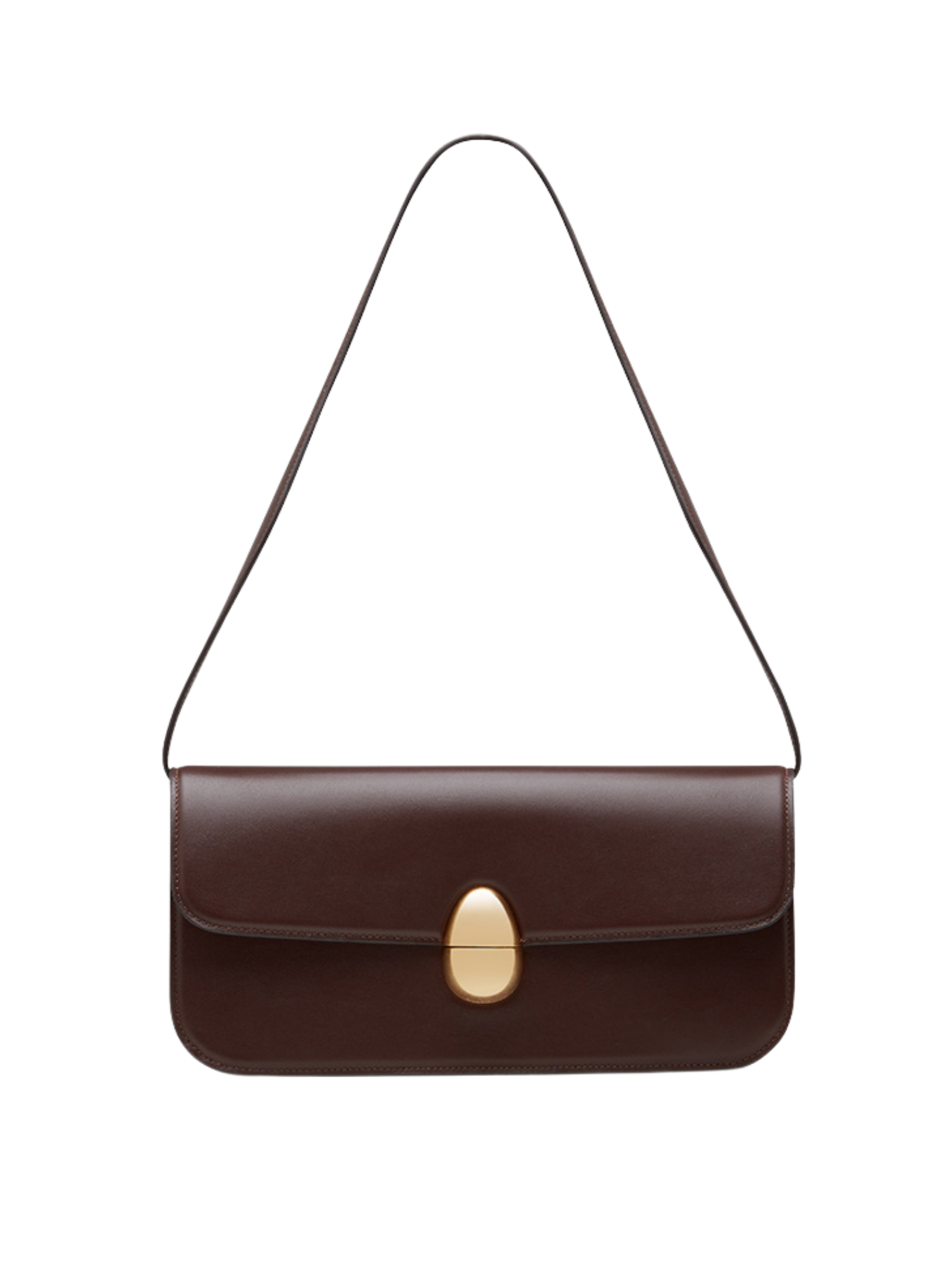 HerPorte-Dark chocolate Phoenix baguette Shoulder Calf Leather Bag