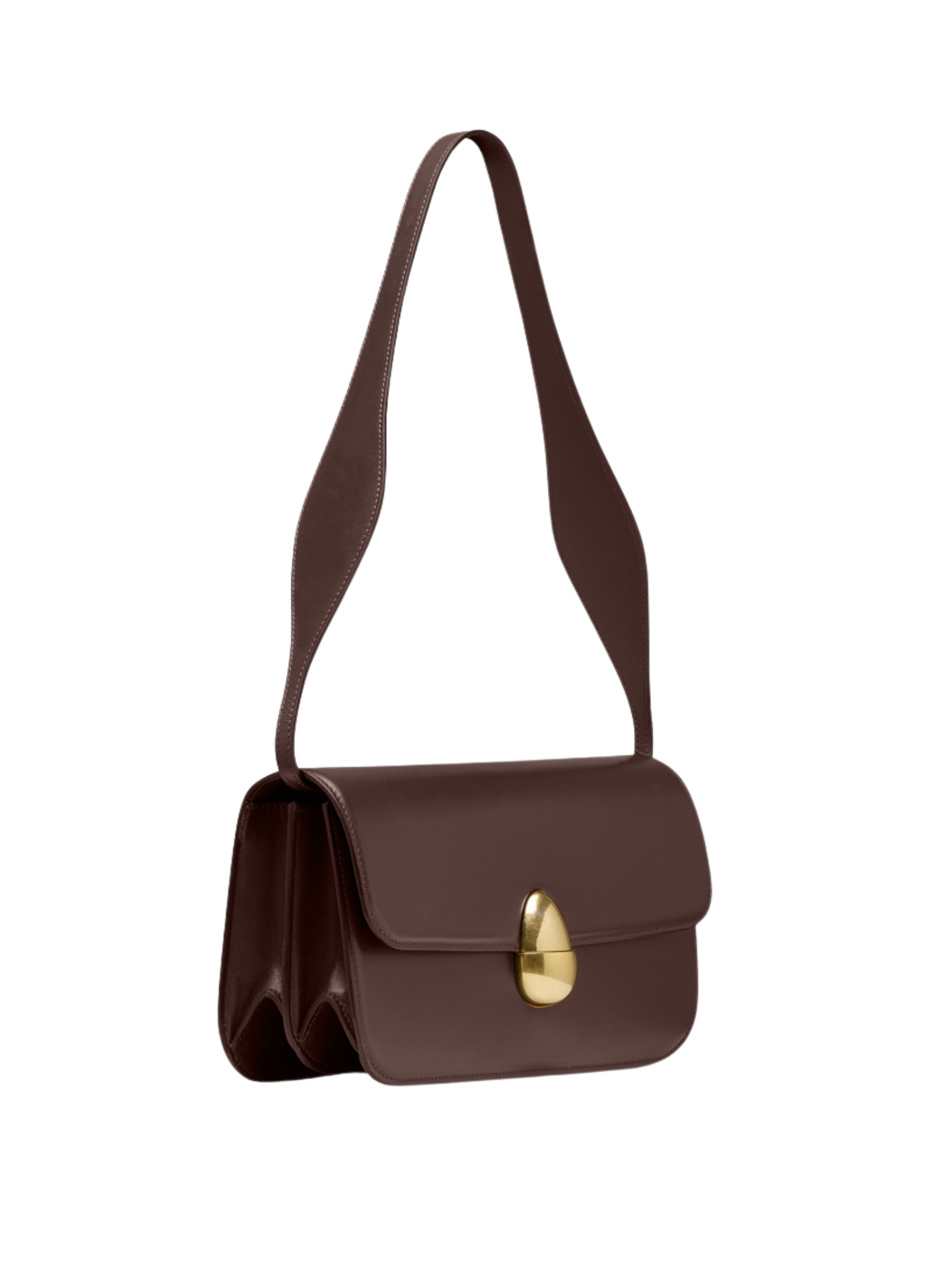 HerPorte-Dark chocolate Phoenix baguette Shoulder Calf Leather Bag